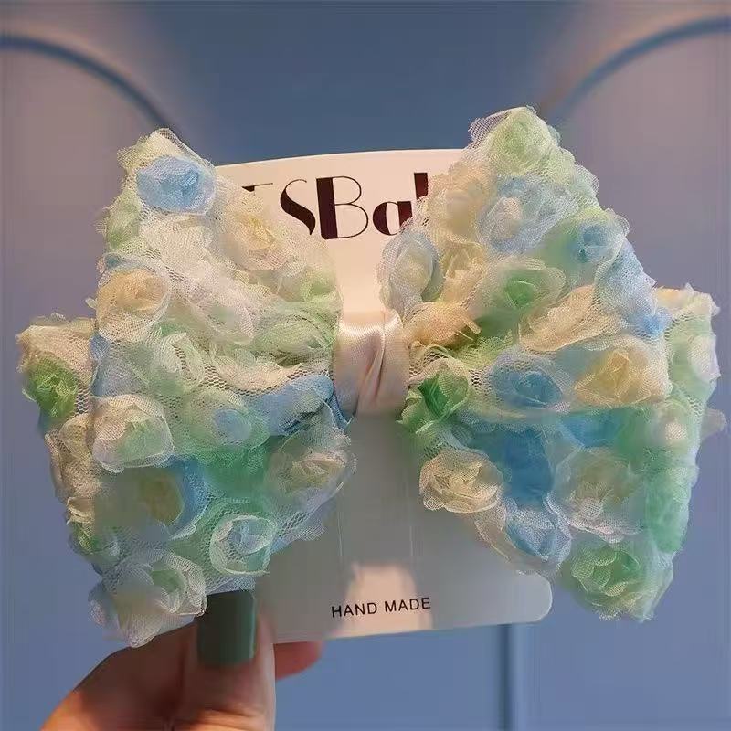 Floral Mesh Hair Bow Clip