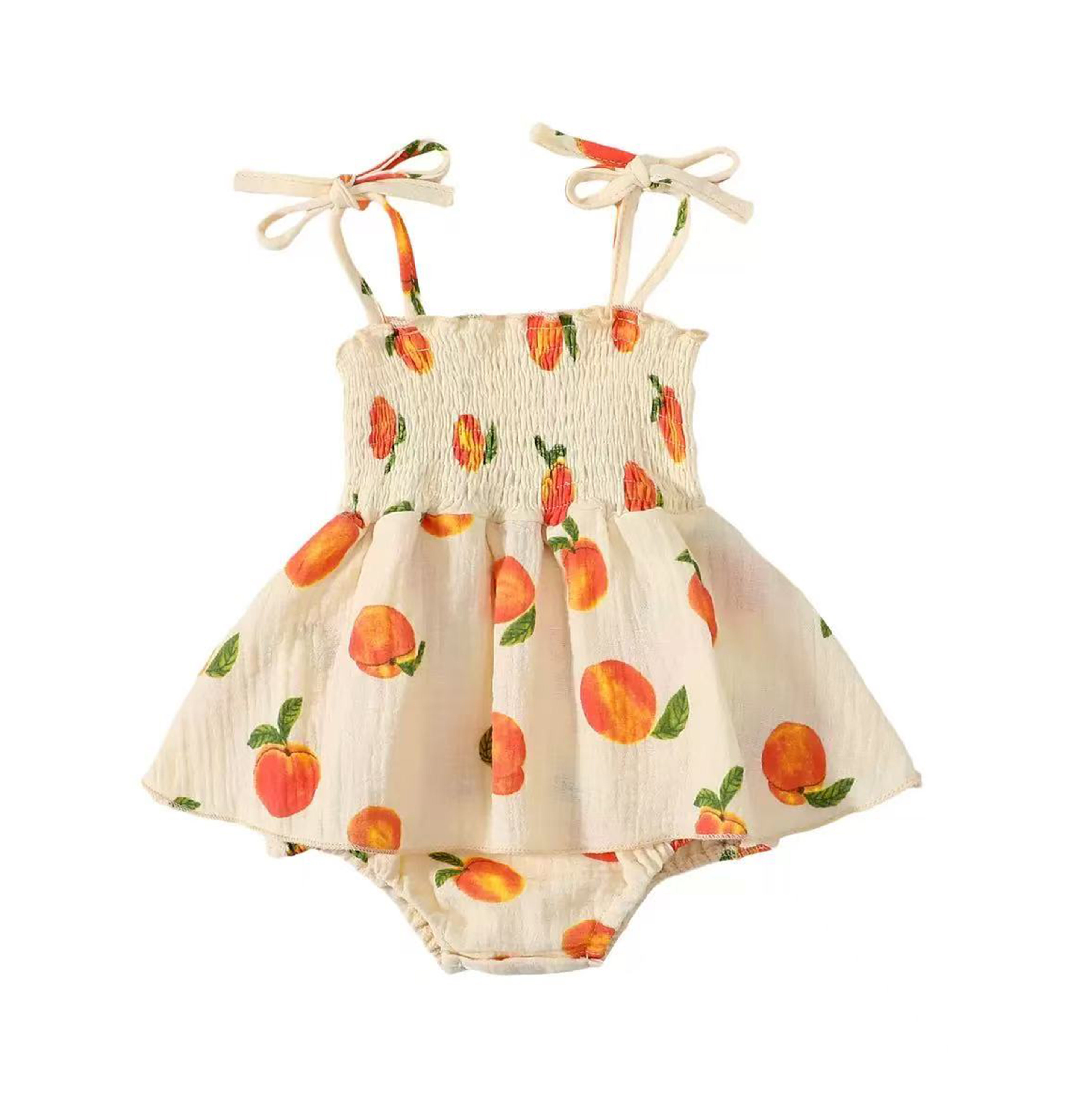 Peach Print Baby Dress