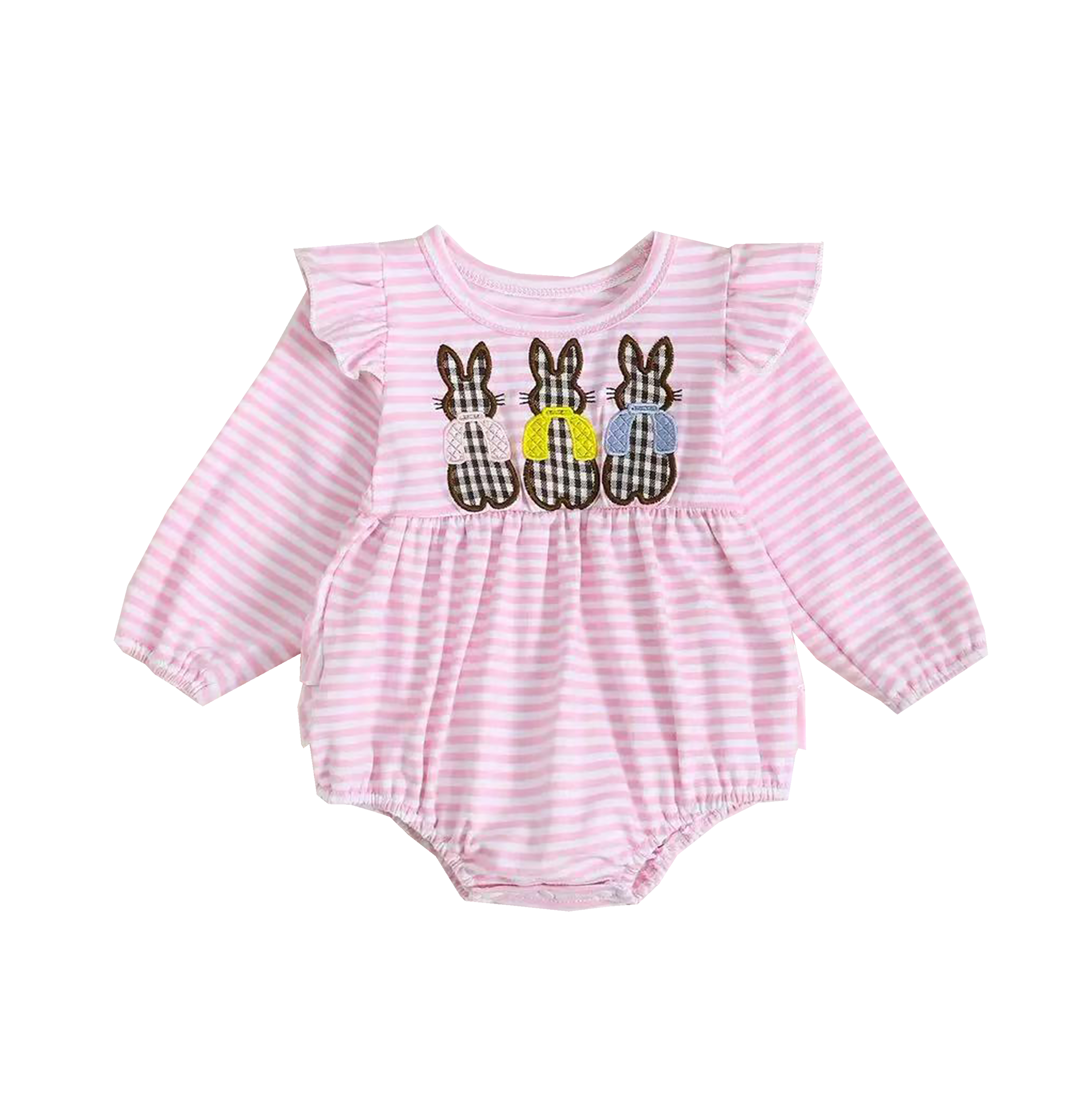 Pink striped baby romper