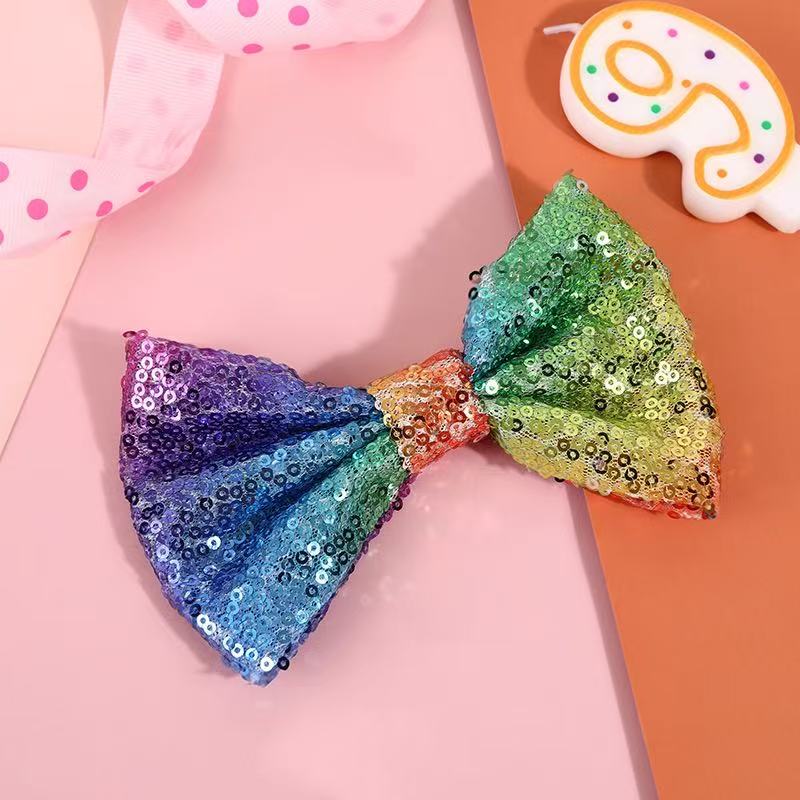 Rainbow Sequin Hair Bow