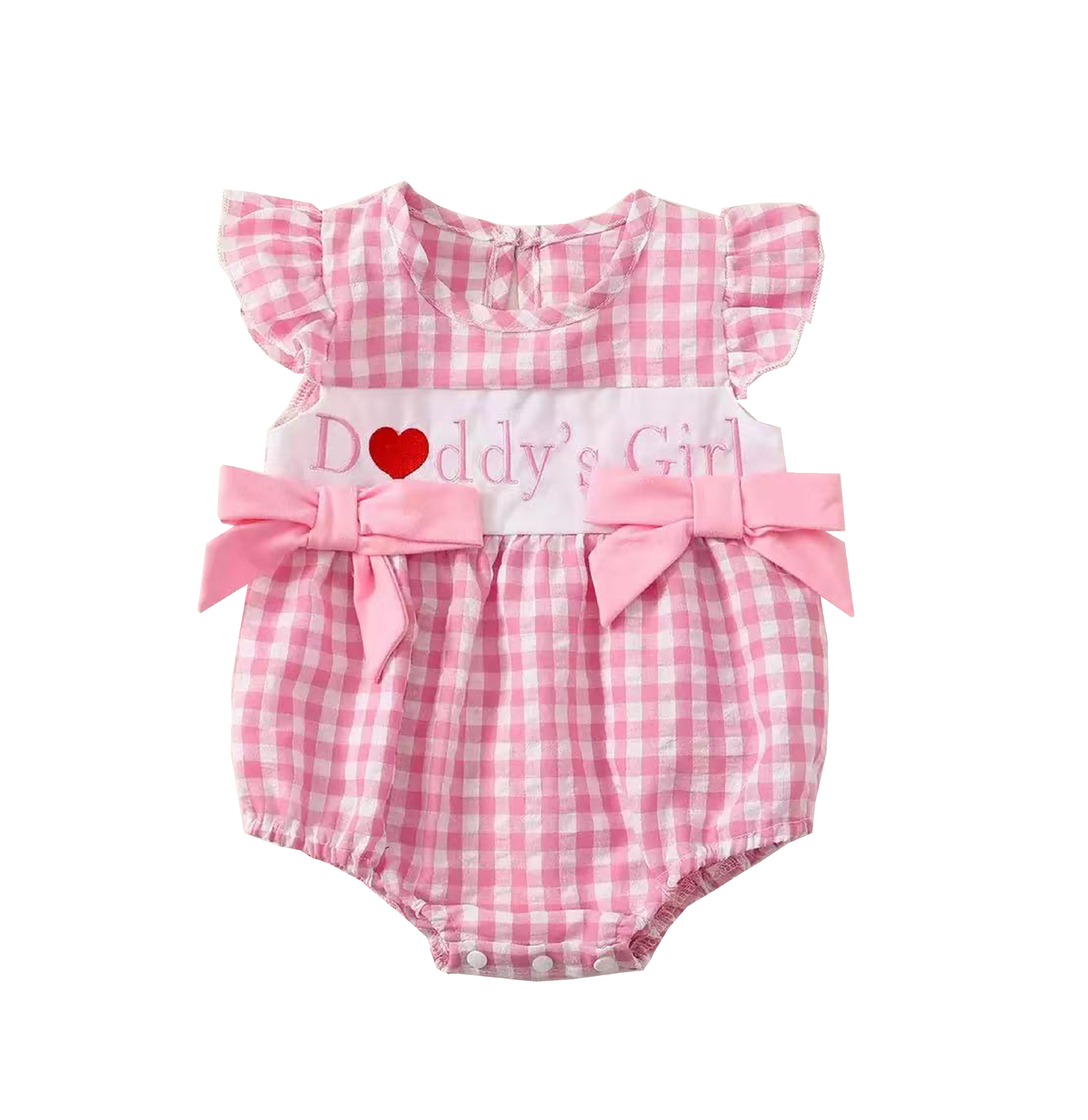 Daddy's Girl Pink Gingham Baby Romper