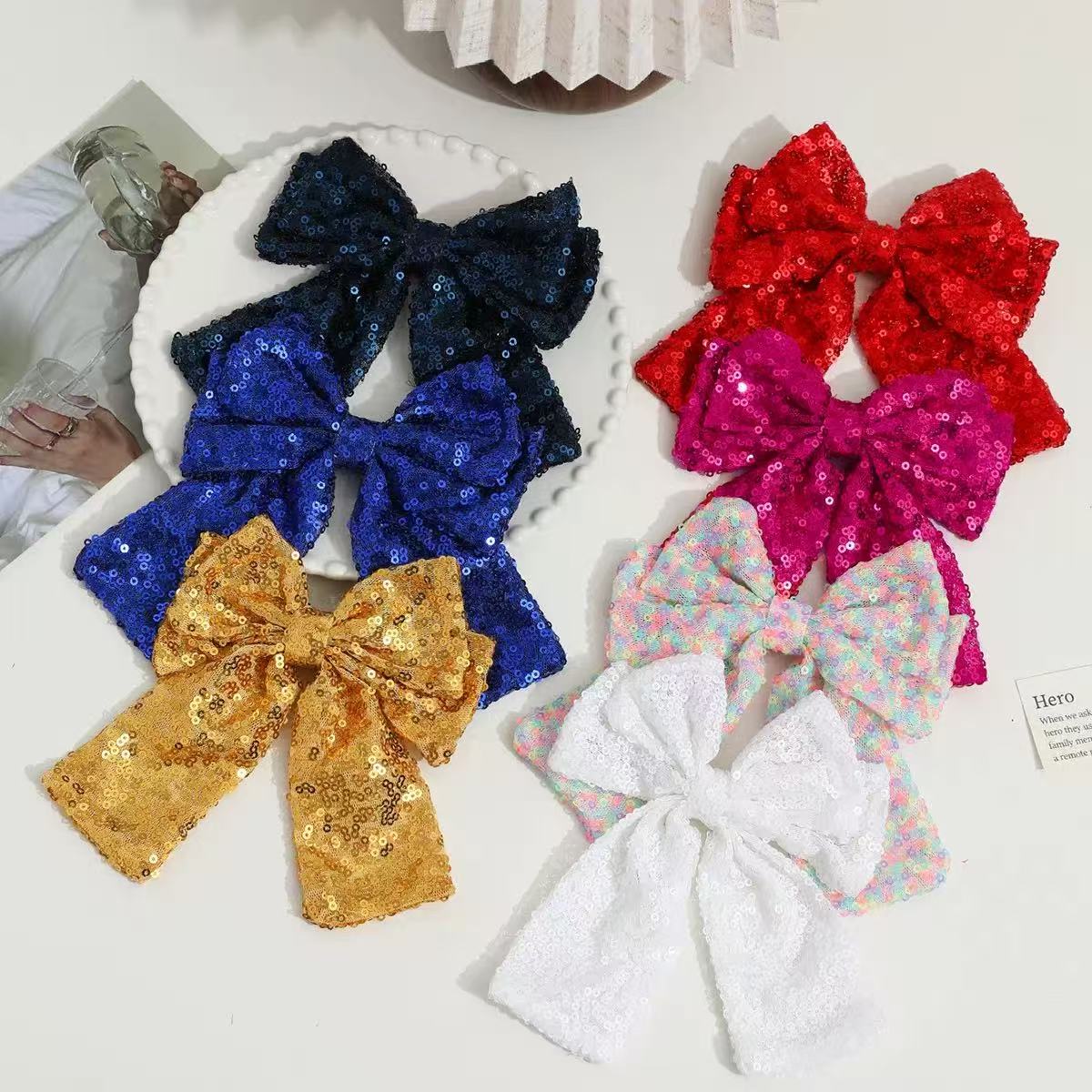 Sequin Bow Hair Clips