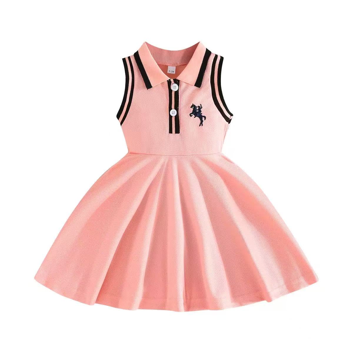 Girls' Pink Sleeveless Polo Dress