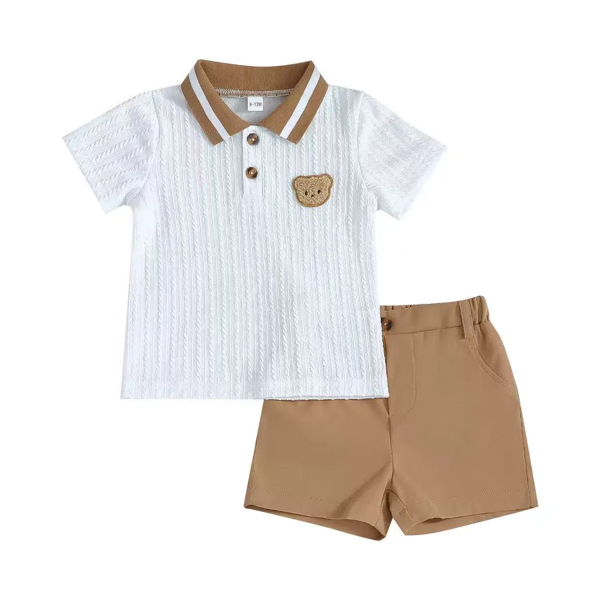 Kids' Bear Patch Polo Shirt and Shorts Set