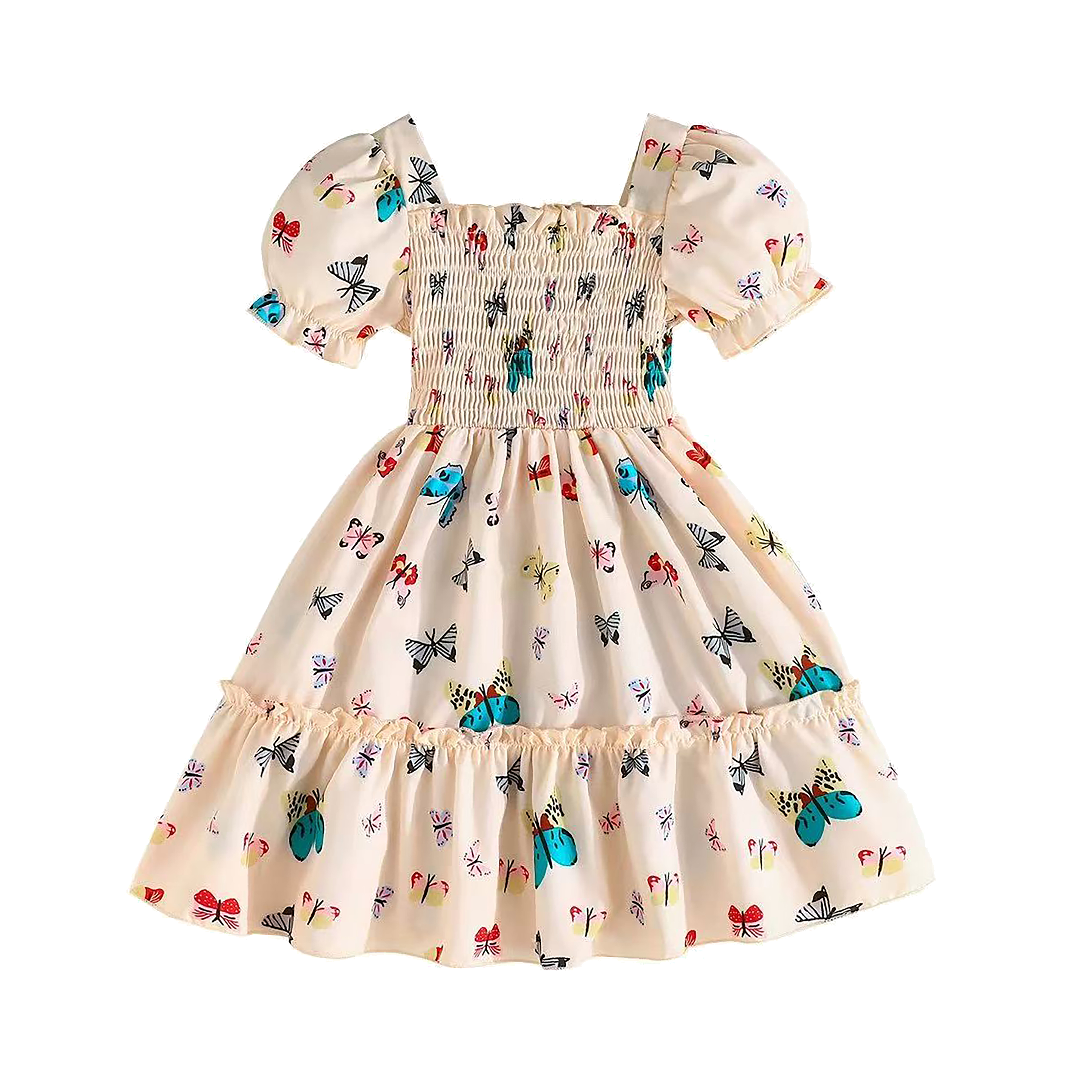 Girls' Butterfly Print Summer Dress