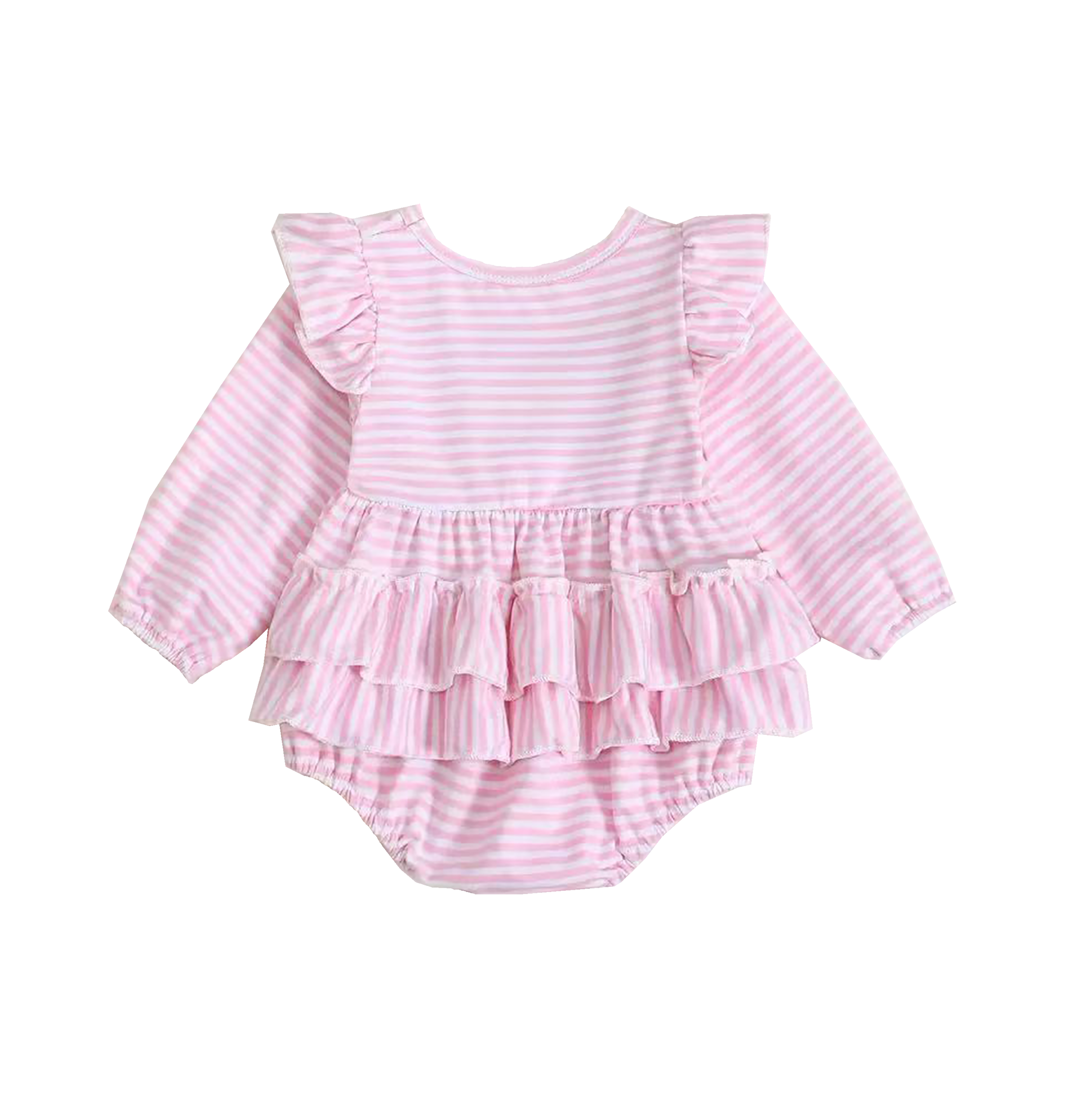Pink striped baby romper