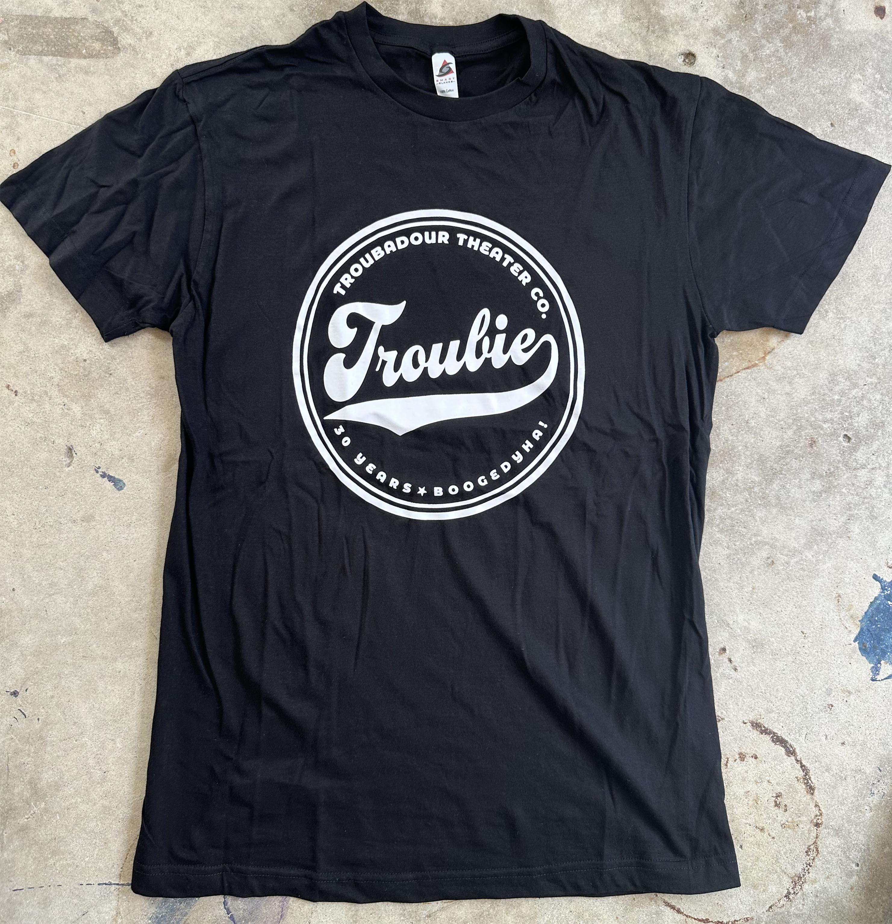 Troubie 30 Year Logo Tee - with 30 years of shows on the back!