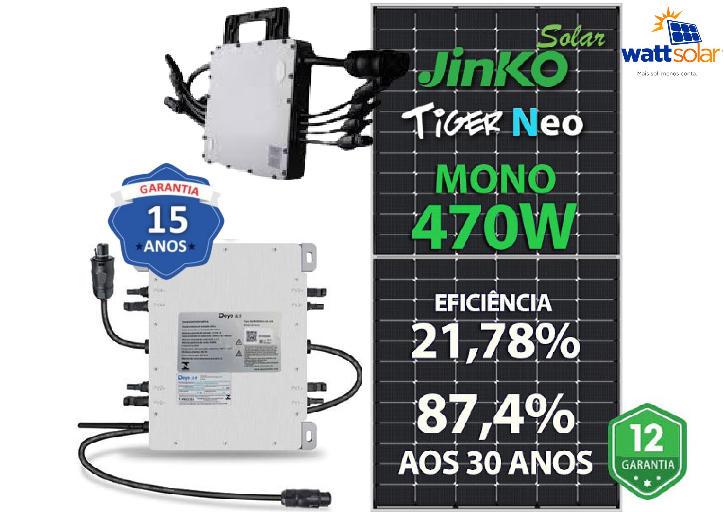 GERADOR DE ENERGIA SOLAR COM MICRO INVERSOR ON GRID 8,46 KWp. Consumo de 960 KWh a 1.010 KWh mes. ( Gasto mensal em conta de energia de R$ 1.158,00)