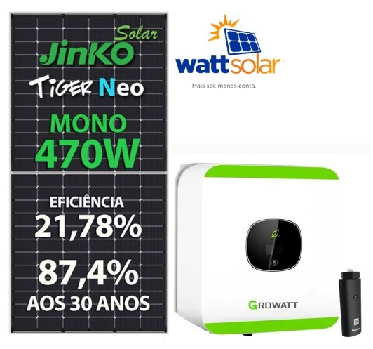 GERADOR DE ENERGIA SOLAR GROWATT ON GRID 2,82 kwp. Consumo de 320 Kwh a 370 Kwh mes. ( Gasto mensal em conta de energia de R$ 420,00) 