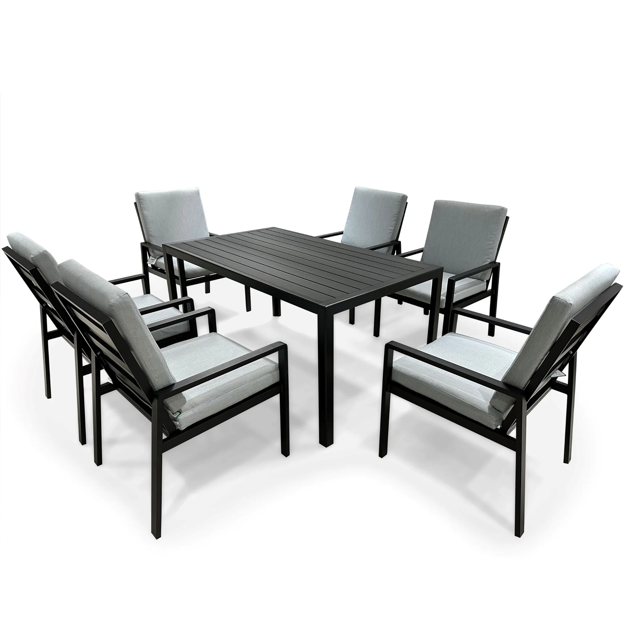Aluminium Dining Table & 6 Chairs Set - BLACK/GREY