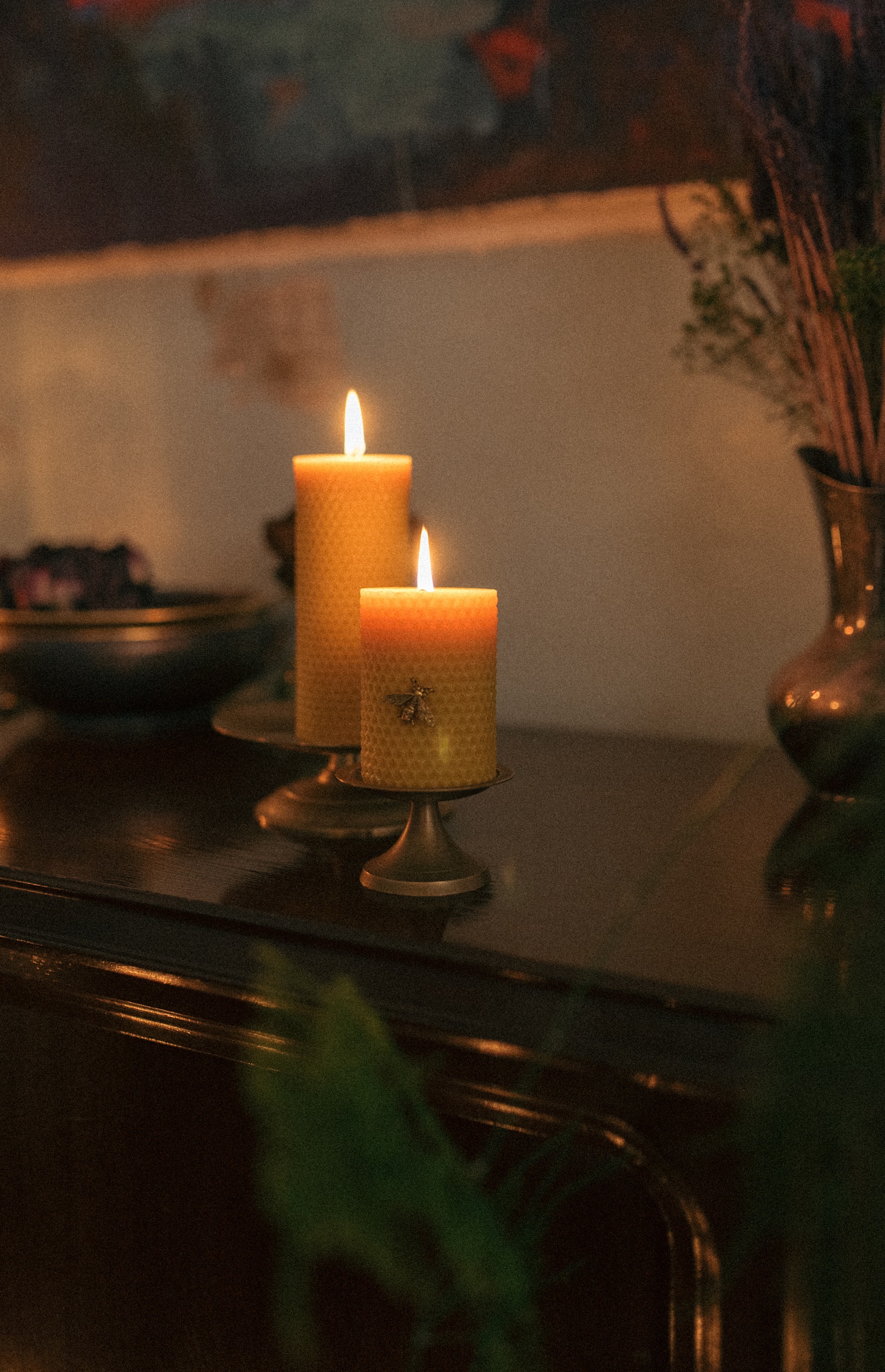 CYLINDRICAL CANDLES "HONEYCOMB"