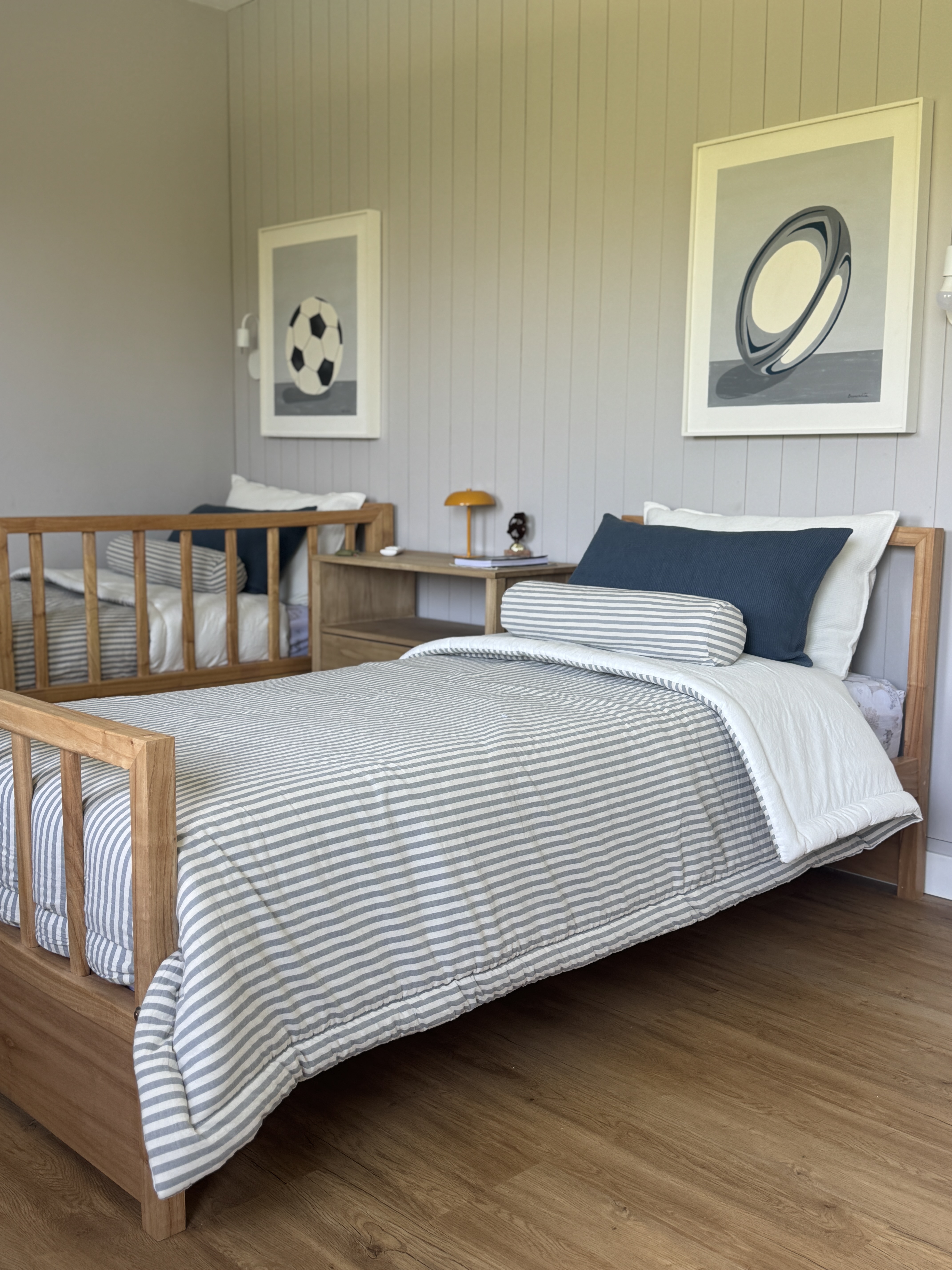 Acolchado rayado y liso // Estampado y liso 