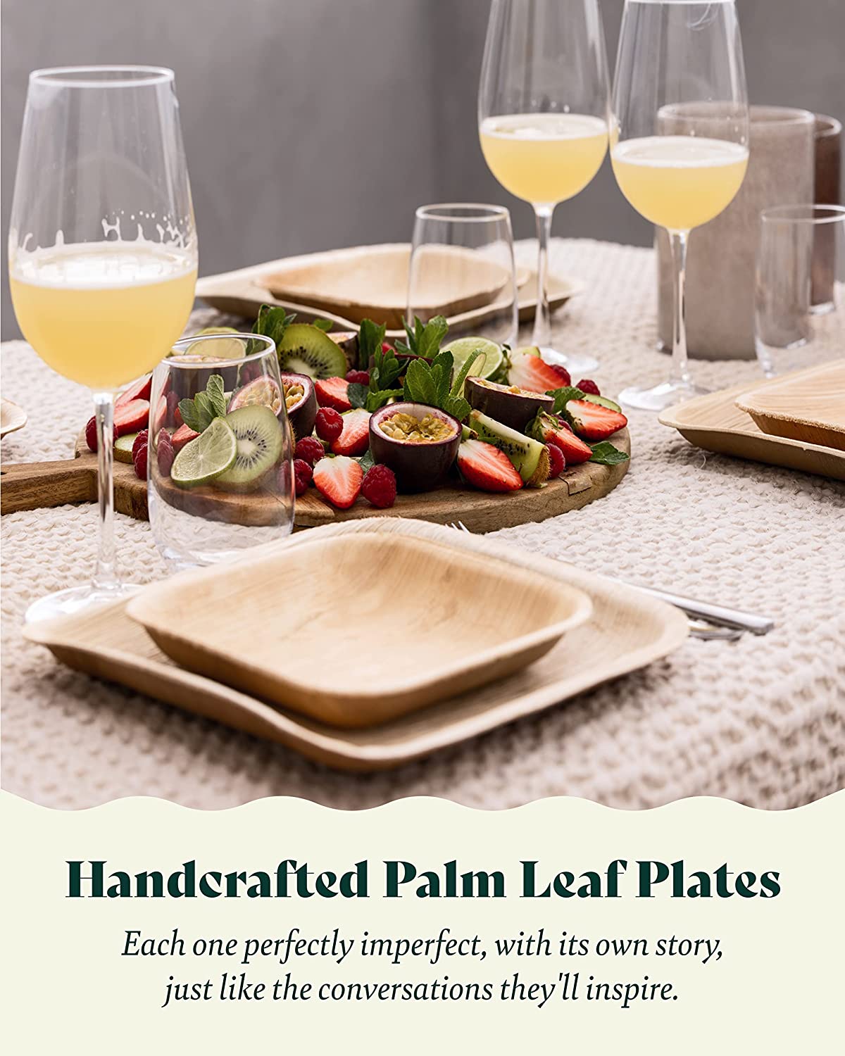 Eco Panda Palm Leaf Plates - 10 Inch & 6 Inch Square Party Pack Compostable and Biodegradable - Better than Plastic and Paper Plates