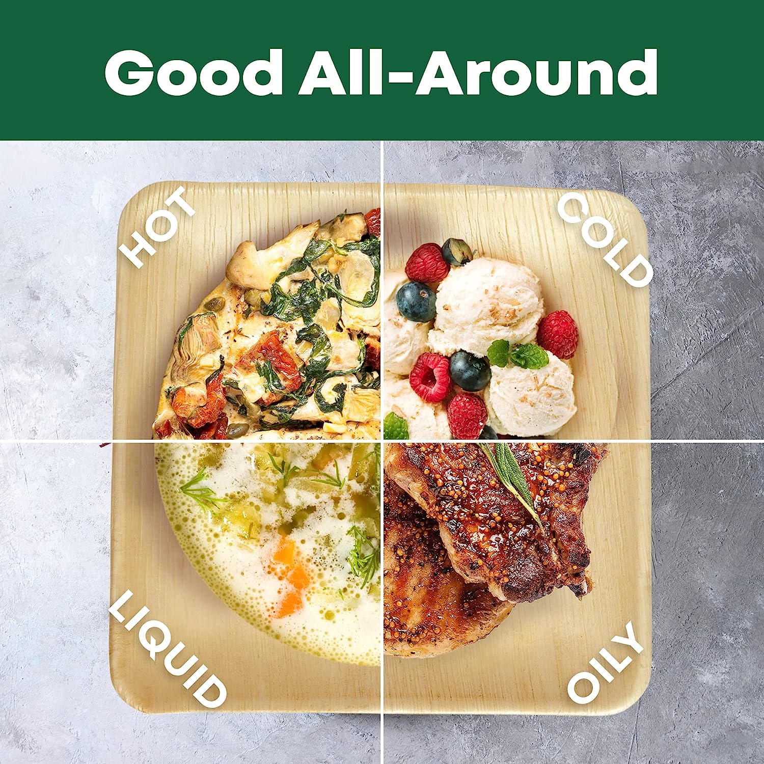 Eco Panda Palm Leaf Plates - 10 Inch & 6 Inch Square Party Pack Compostable and Biodegradable - Better than Plastic and Paper Plates
