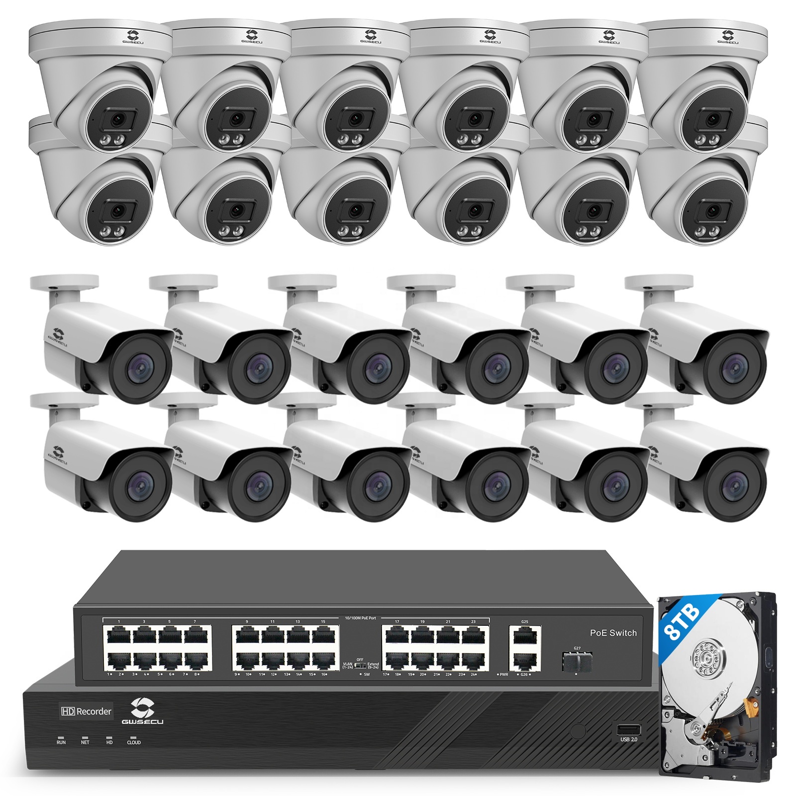 32-CH PoE NVR 5MP IP Camera Kit
