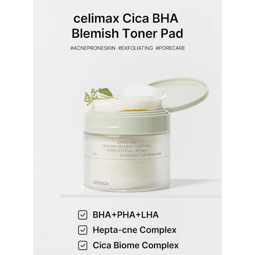 Celimax Ji Woo Gae Cica BHA Blemish Toner Pad ( 60pads )