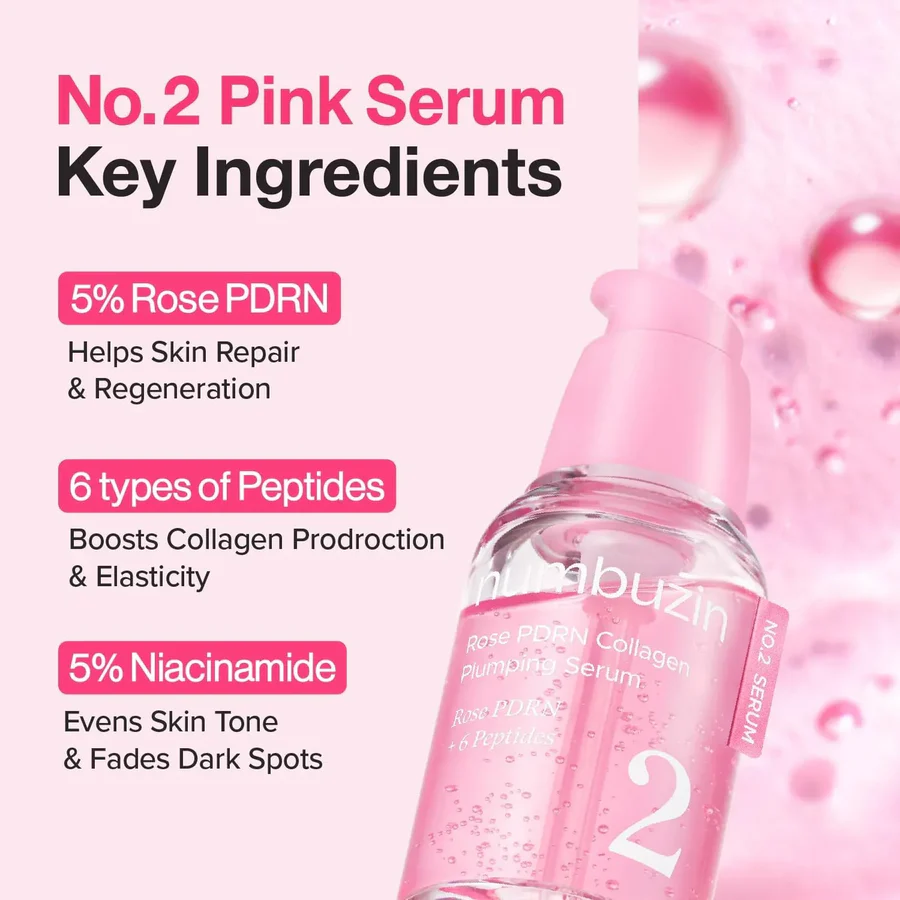Numbuzin No.2 Rose PDRN Collagen Plumping Serum - 30ml