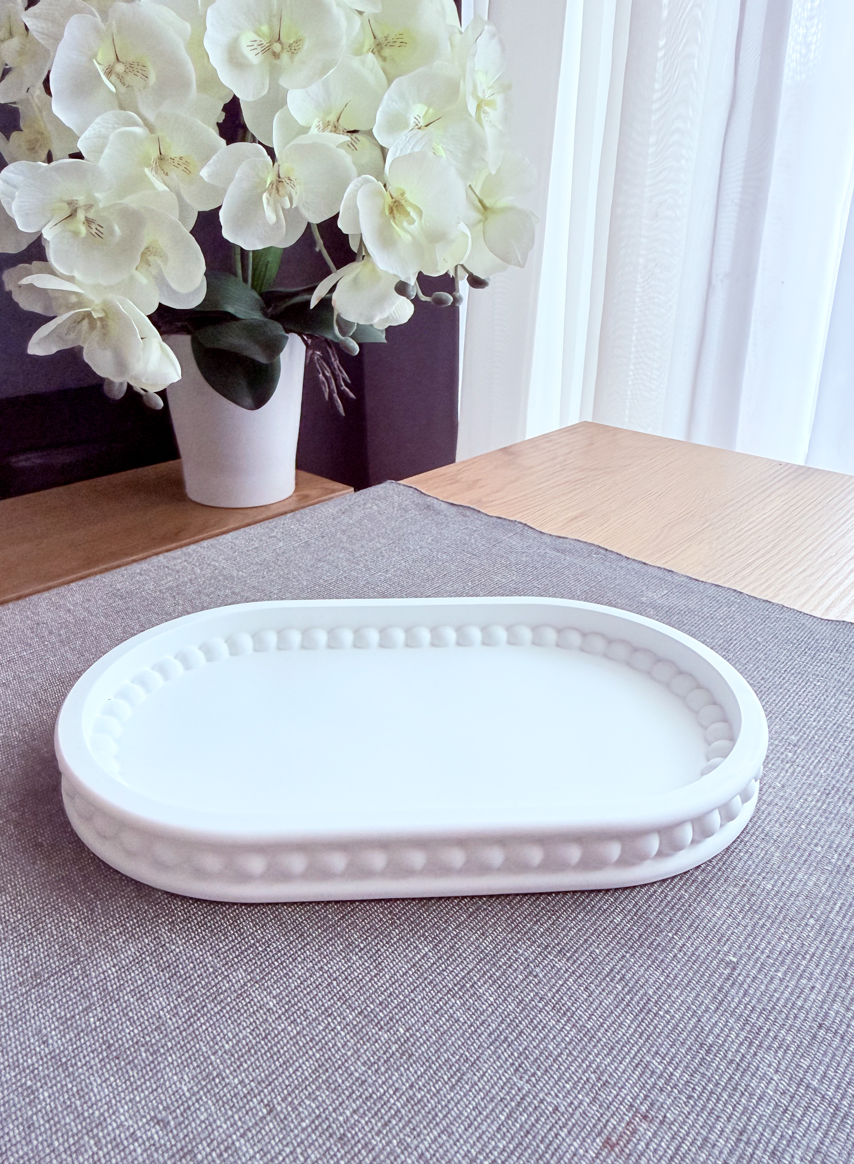 Baltas padėklas papuošalams „Burbuliukai“