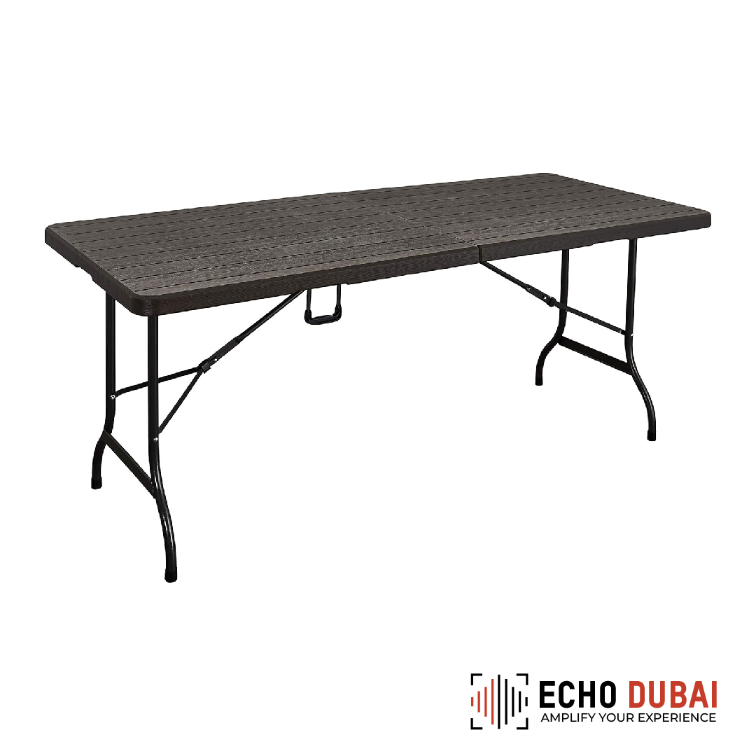 Plastic Wood Design Foldable Table – Stylish and Practical