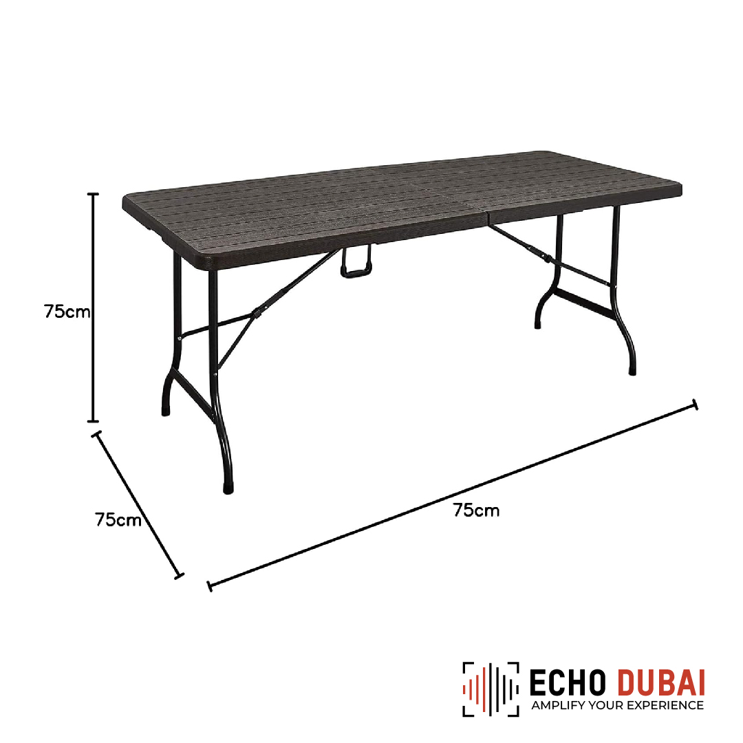 Plastic Wood Design Foldable Table – Stylish and Practical