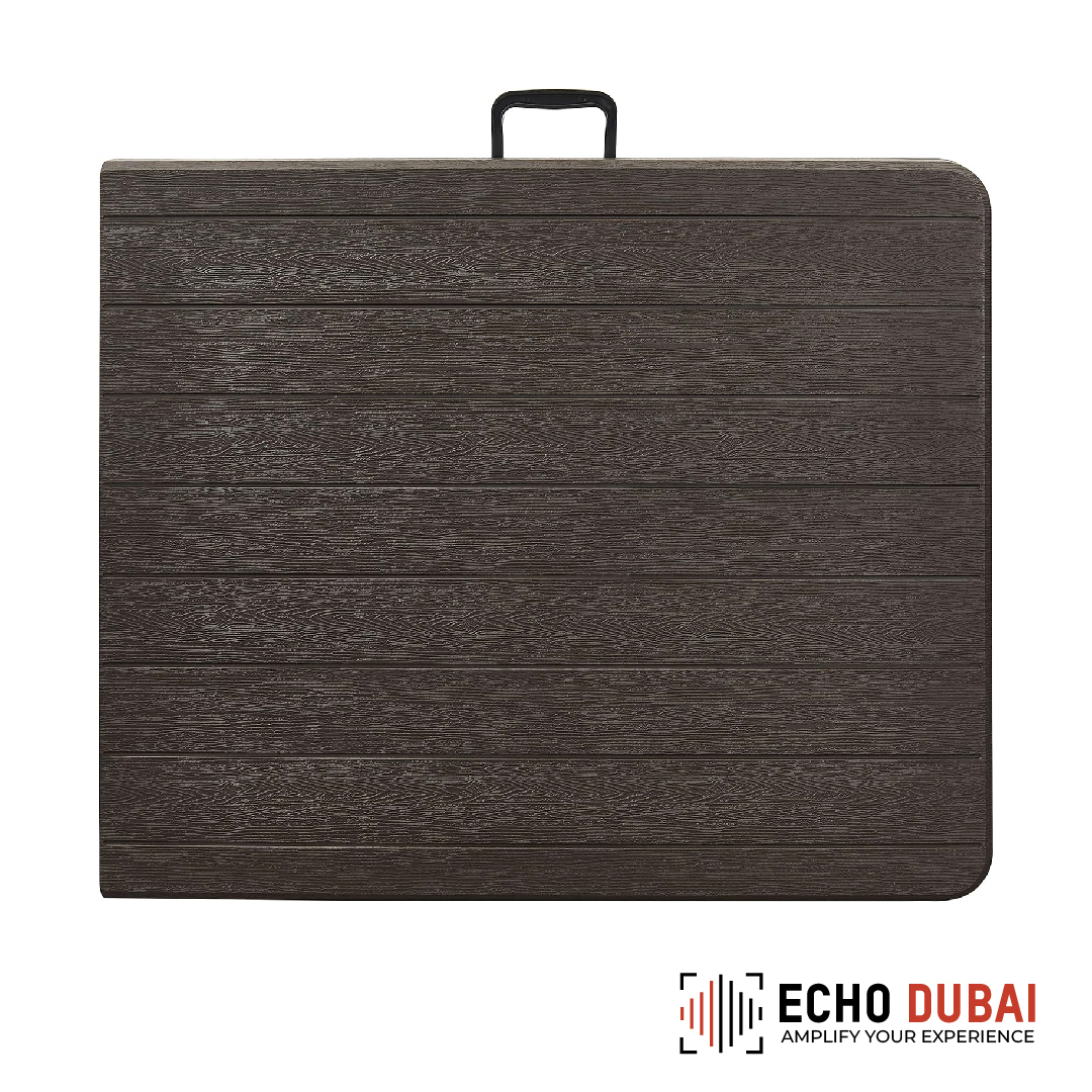 Plastic Wood Design Foldable Table – Stylish and Practical
