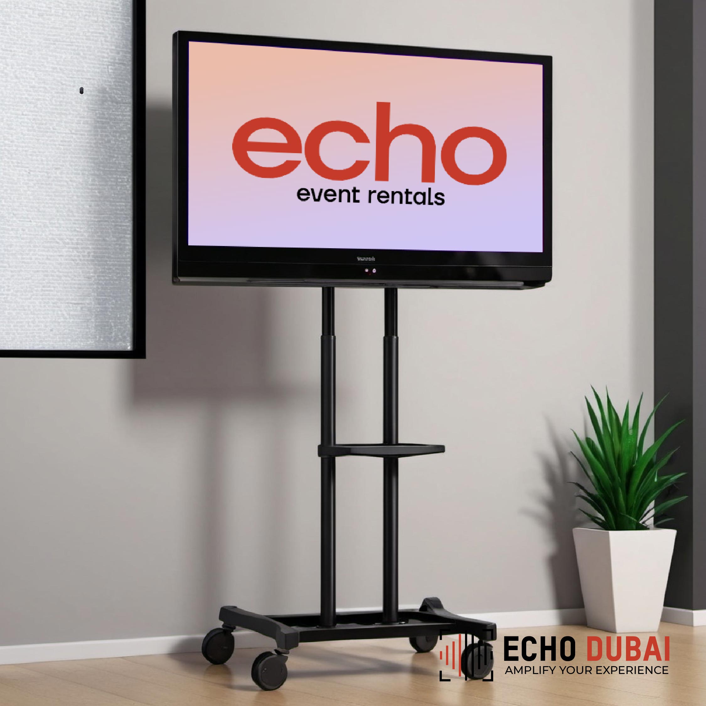 65 Inch TV on Movable Stand for Rent in Dubai, Abu Dhabi & Sharjah