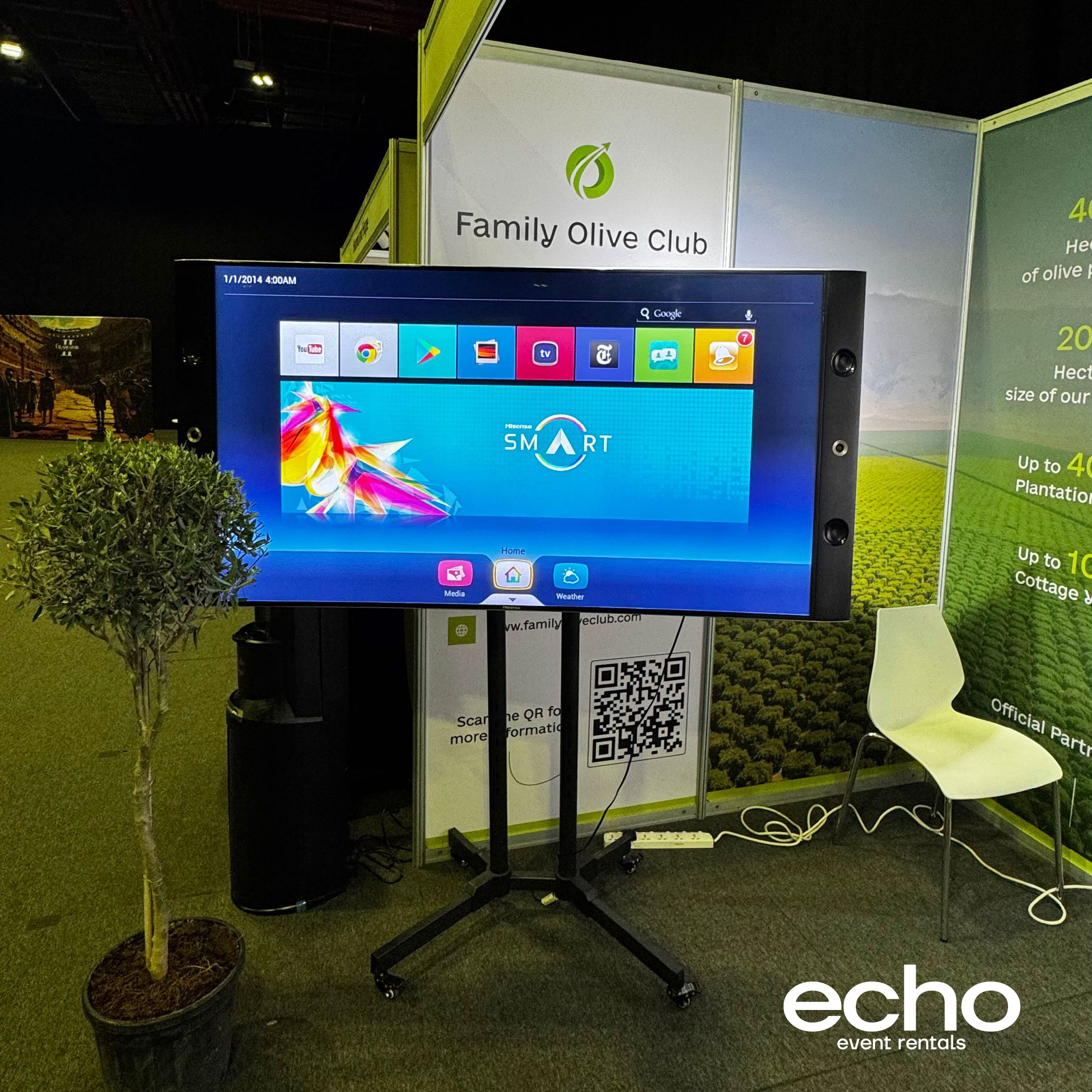 65 Inch TV on Movable Stand for Rent in Dubai, Abu Dhabi & Sharjah