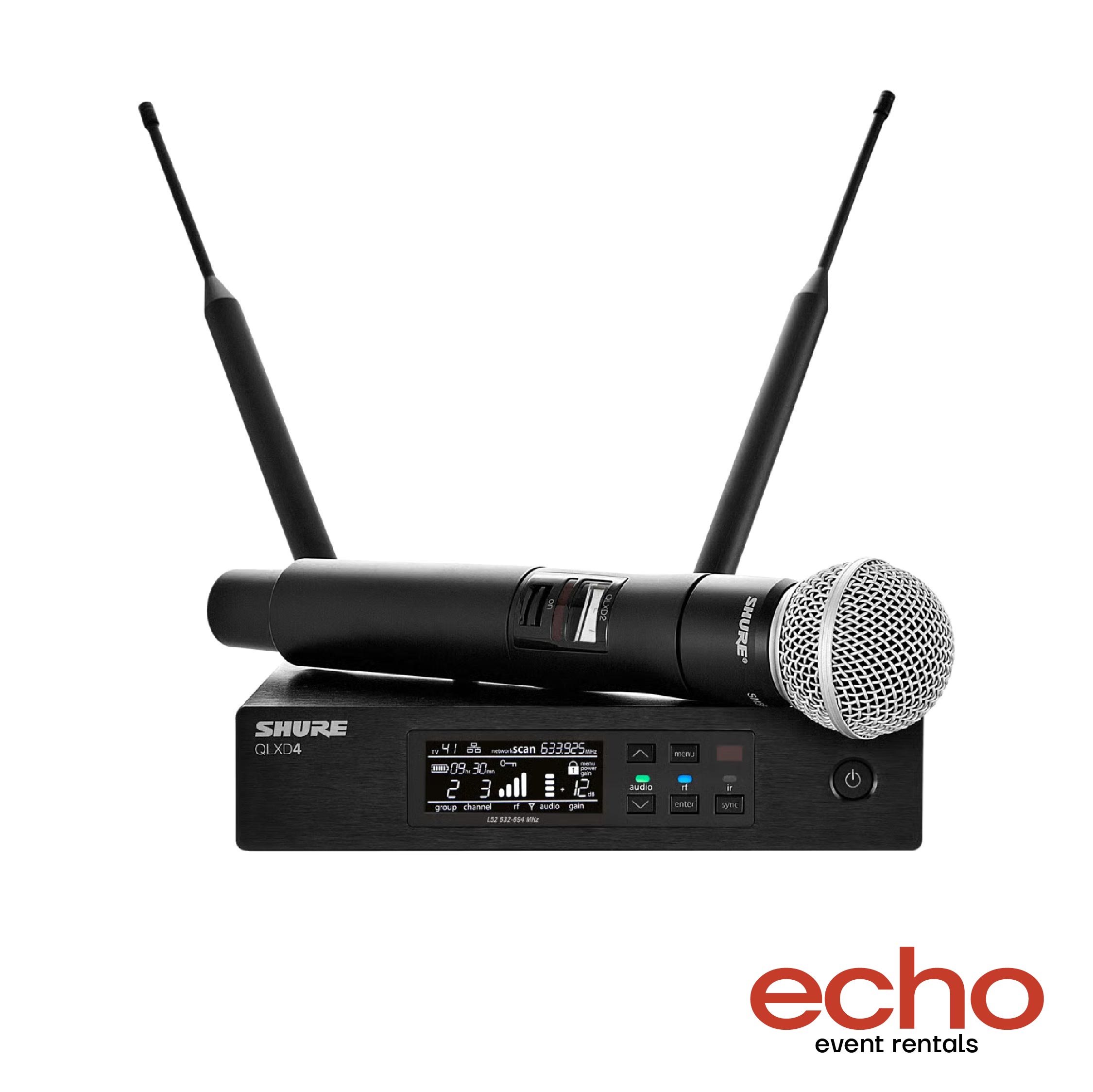 Shure QLXD24 SM58 Wireless Microphone Rental Dubai, wireless mic hire Dubai