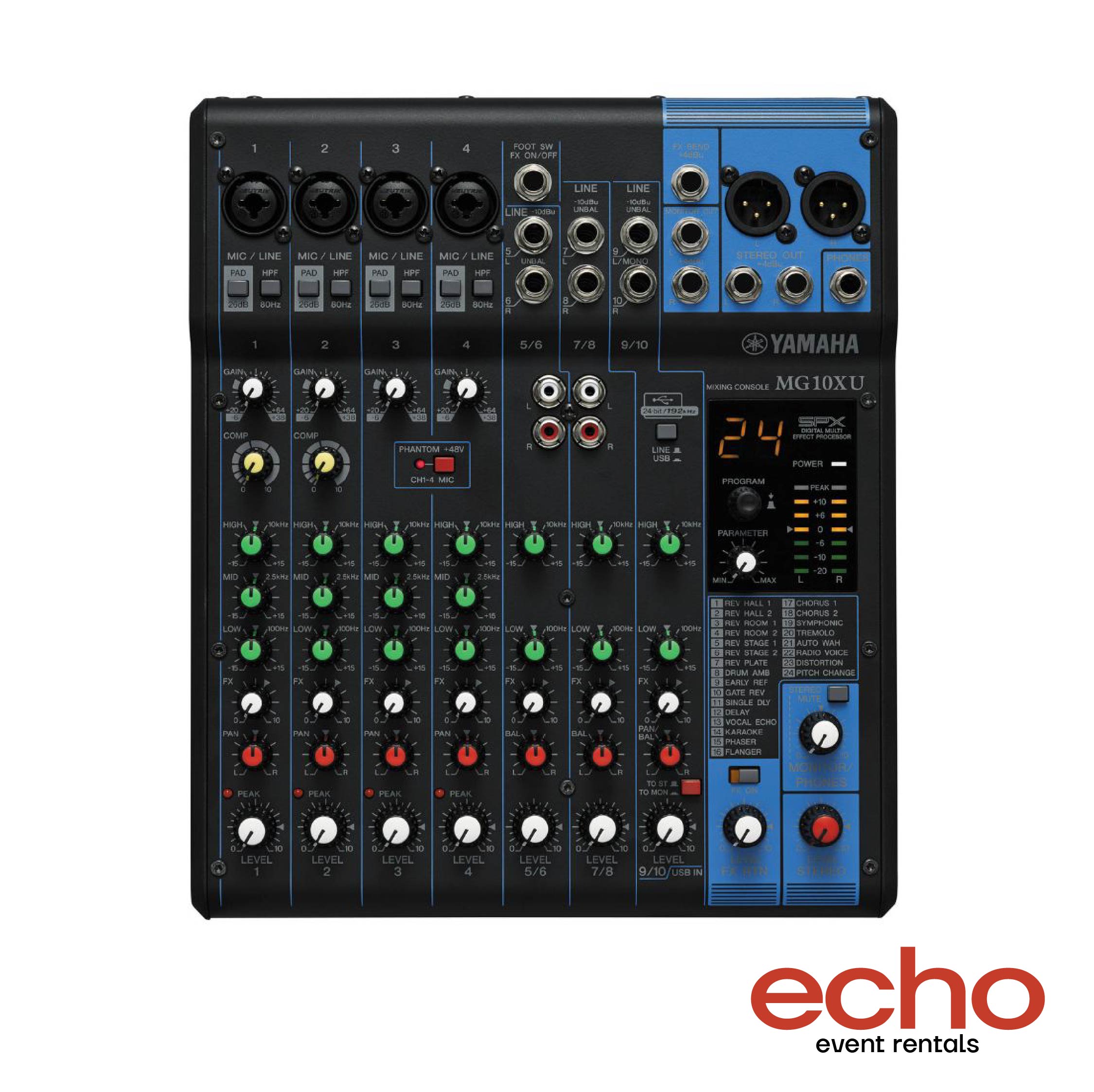 Yamaha MG10XU – Compact 10-Channel Mixer for Rent in Dubai