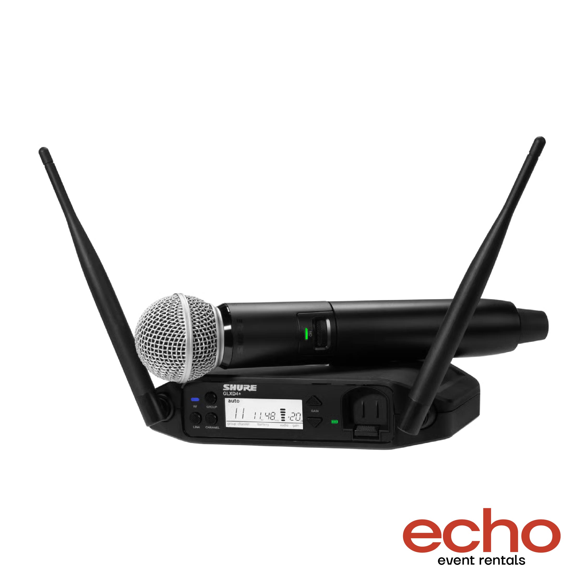 Shure GLXD24+ SM58 Wireless Microphone Rental Dubai, wireless mic hire Dubai