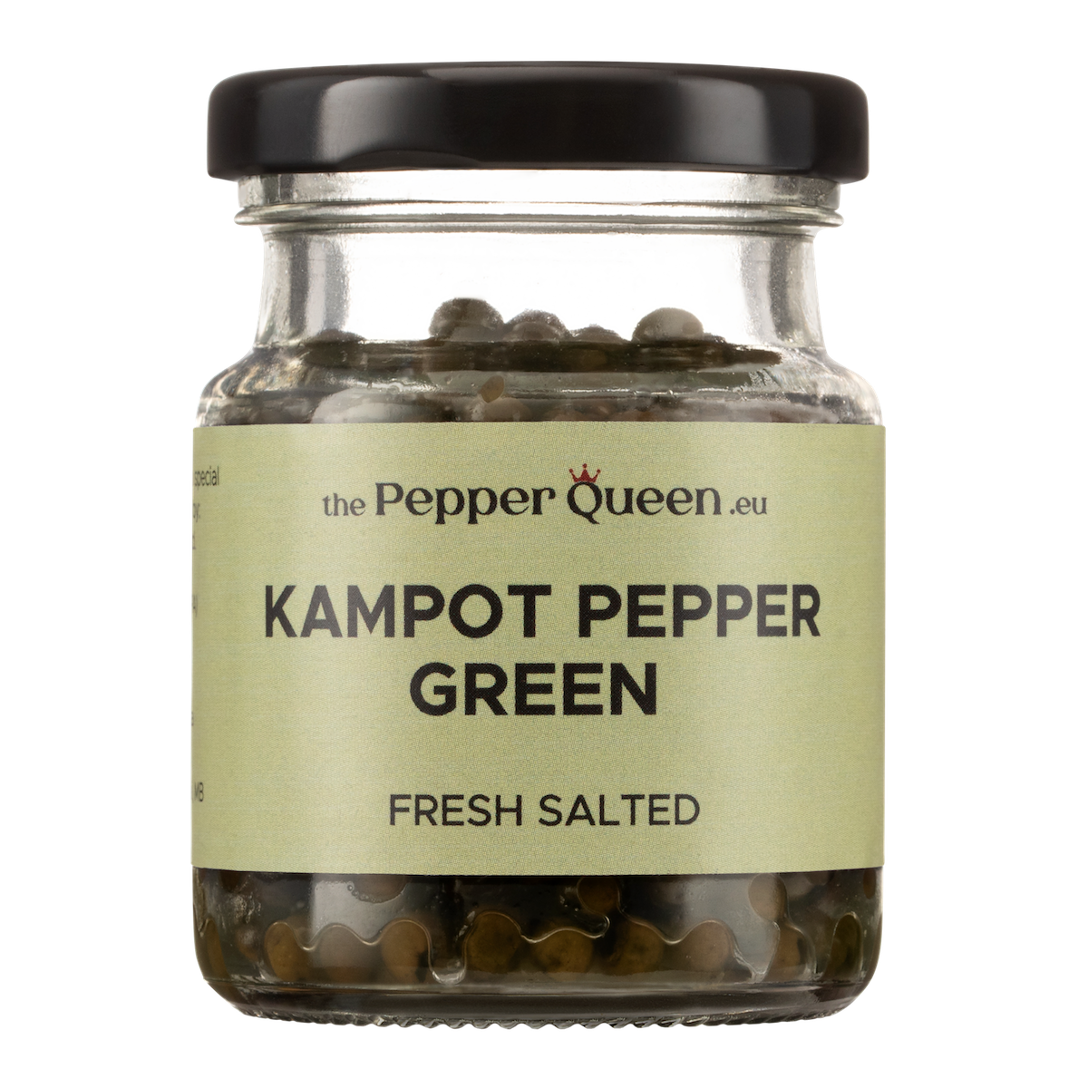Šviežiai sūdyti žalieji Kampoto pipirai žirneliais, 40 g., kartoninėje dovanų dėžutėje (Kampot Green Pepper, 40 g in a carton gift box)