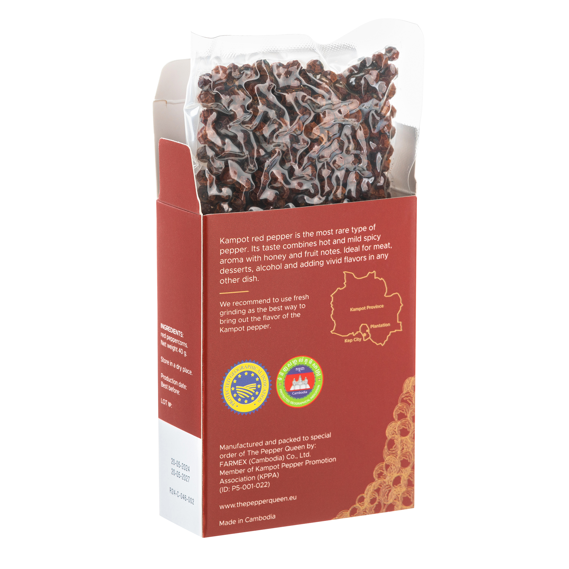 Kampoto pipirų rinkinys kartoninėje dėžutėje (Gift set of Kampot pepper in a carton box)