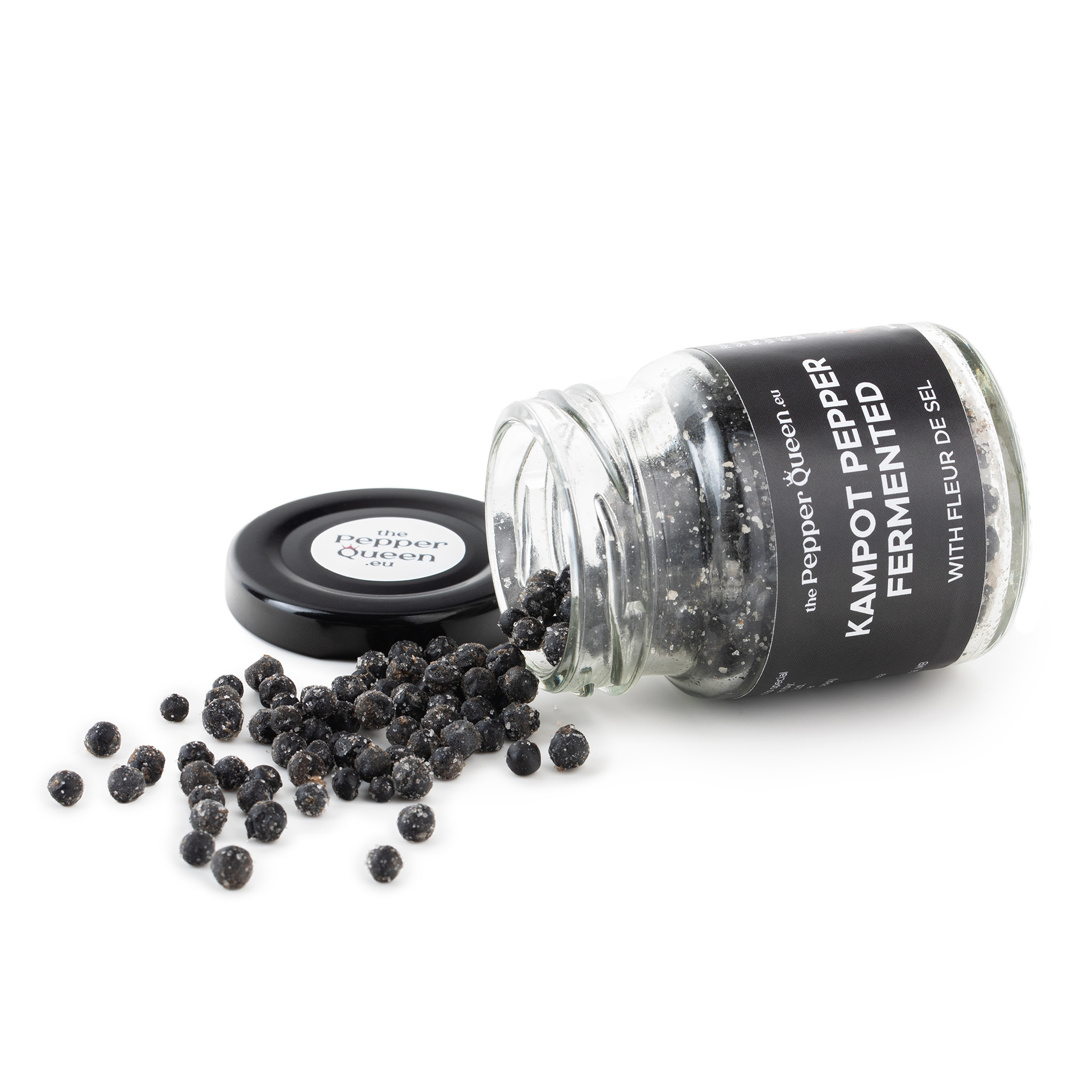 Fermentuoti Kampoto pipirai su Fleur de Sel druska, 40 g., kartoninėje dovanų dėžutėje (Kampot Fermented Pepper with Fleur de Sel in a carton gift box)