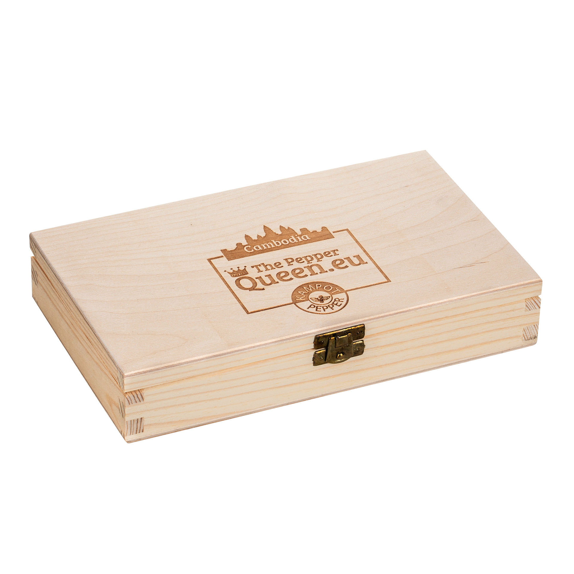 Kampoto pipirų dovanų rinkinys medinėje dėžutėje (Gift set of Kampot pepper in a wooden box)