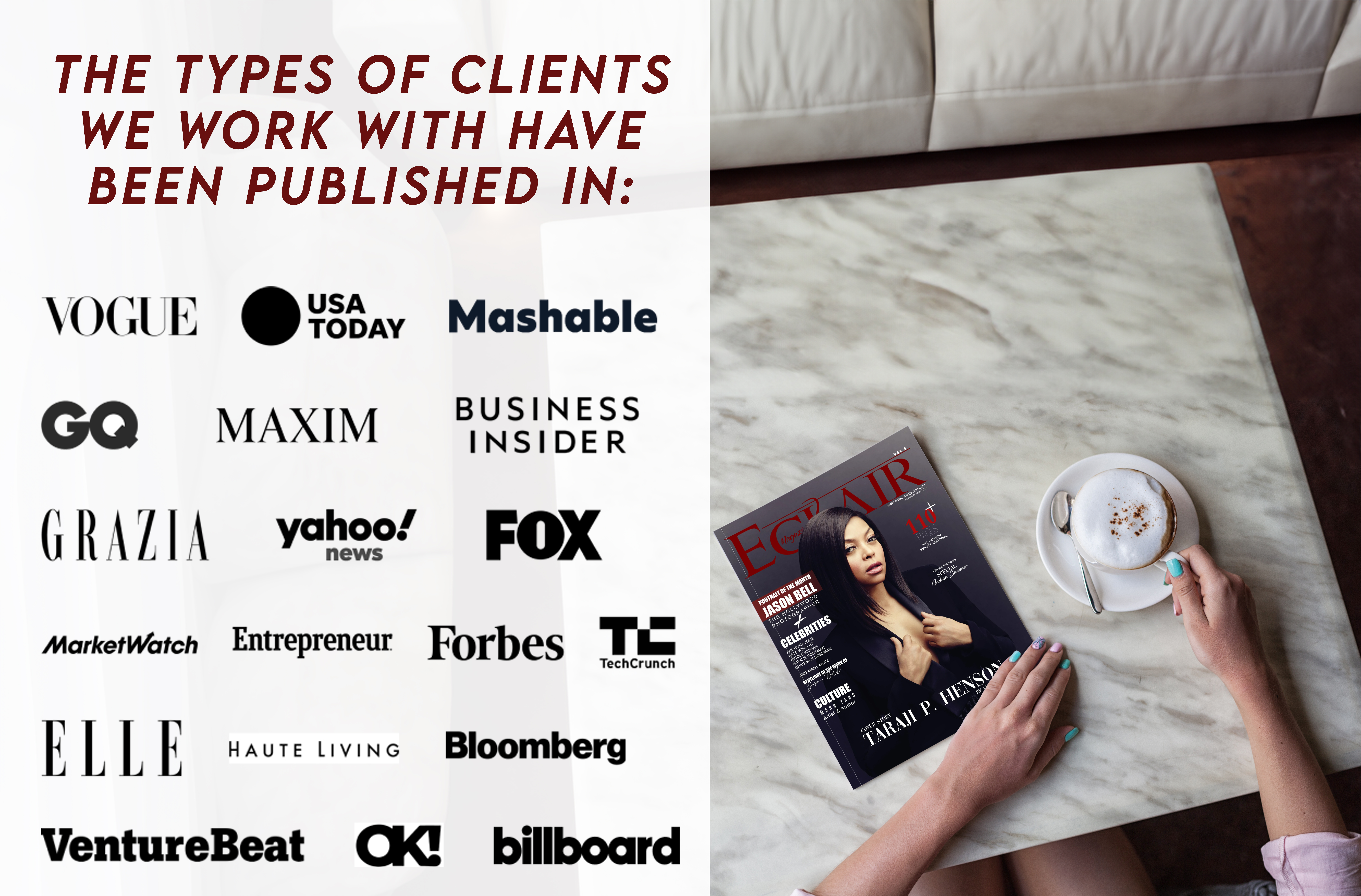 Front & Back Cover + 10 Inside Pages with biography & Interview (Print & web)