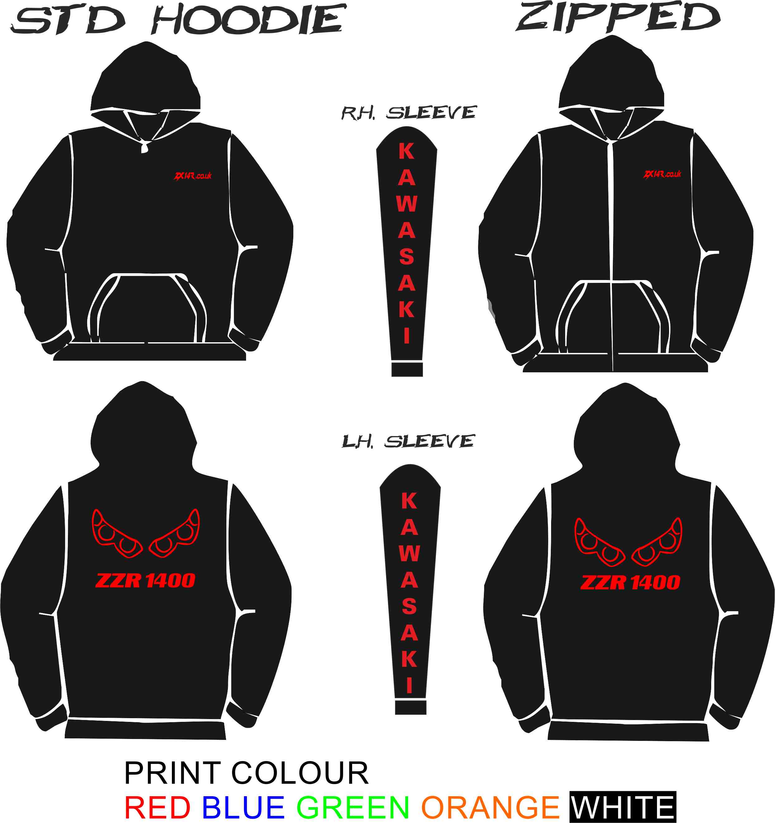 ZZR14OO GEN 2  HOODIE WITH HEADLIGHT DESIGN NO ZIP