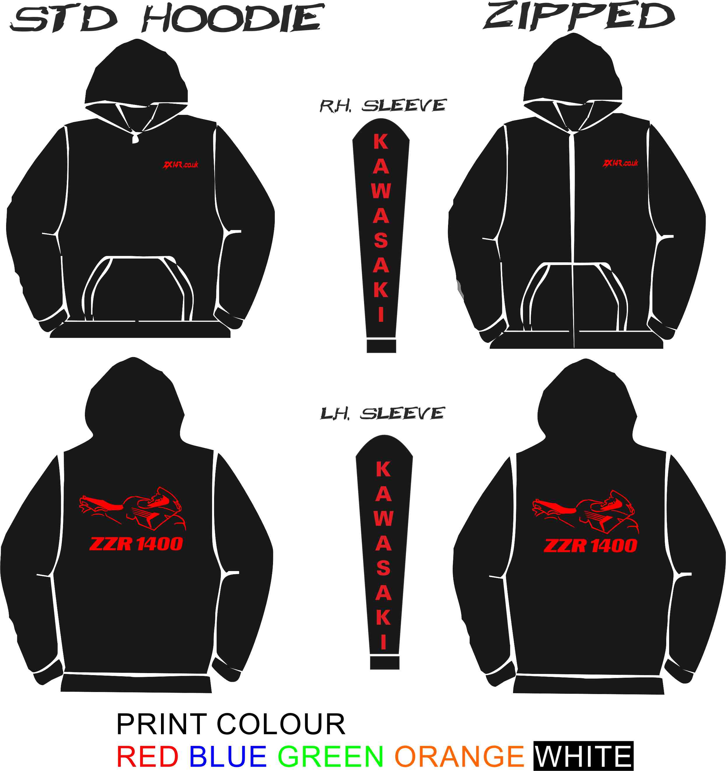 ZZR14OO GEN 1 FORUM HOODIE BIKE DESIGN WITH ZIP 