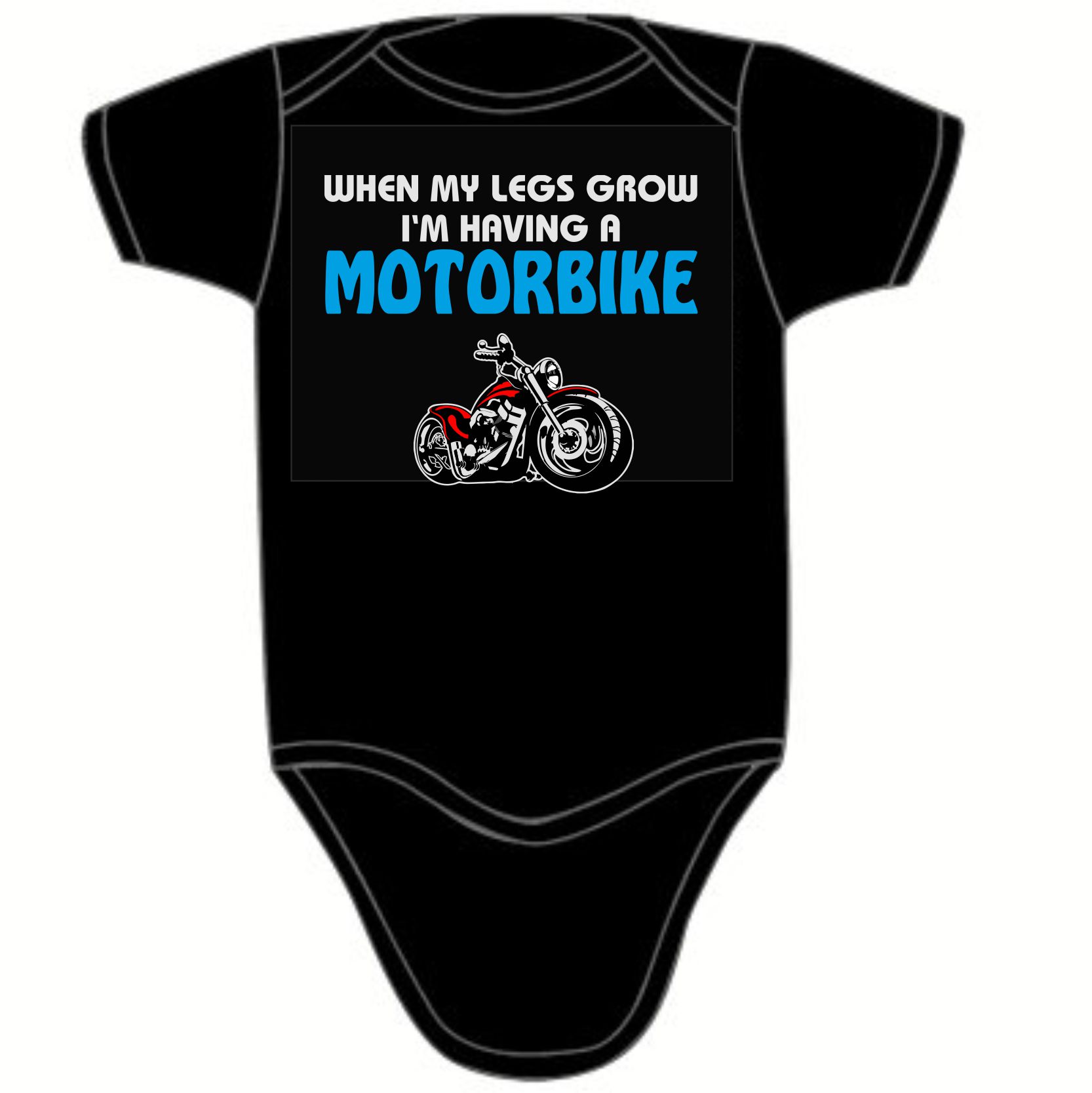 WHEN MY LEGS GROW I'M HAVING A MOTORBIKE printed baby vest