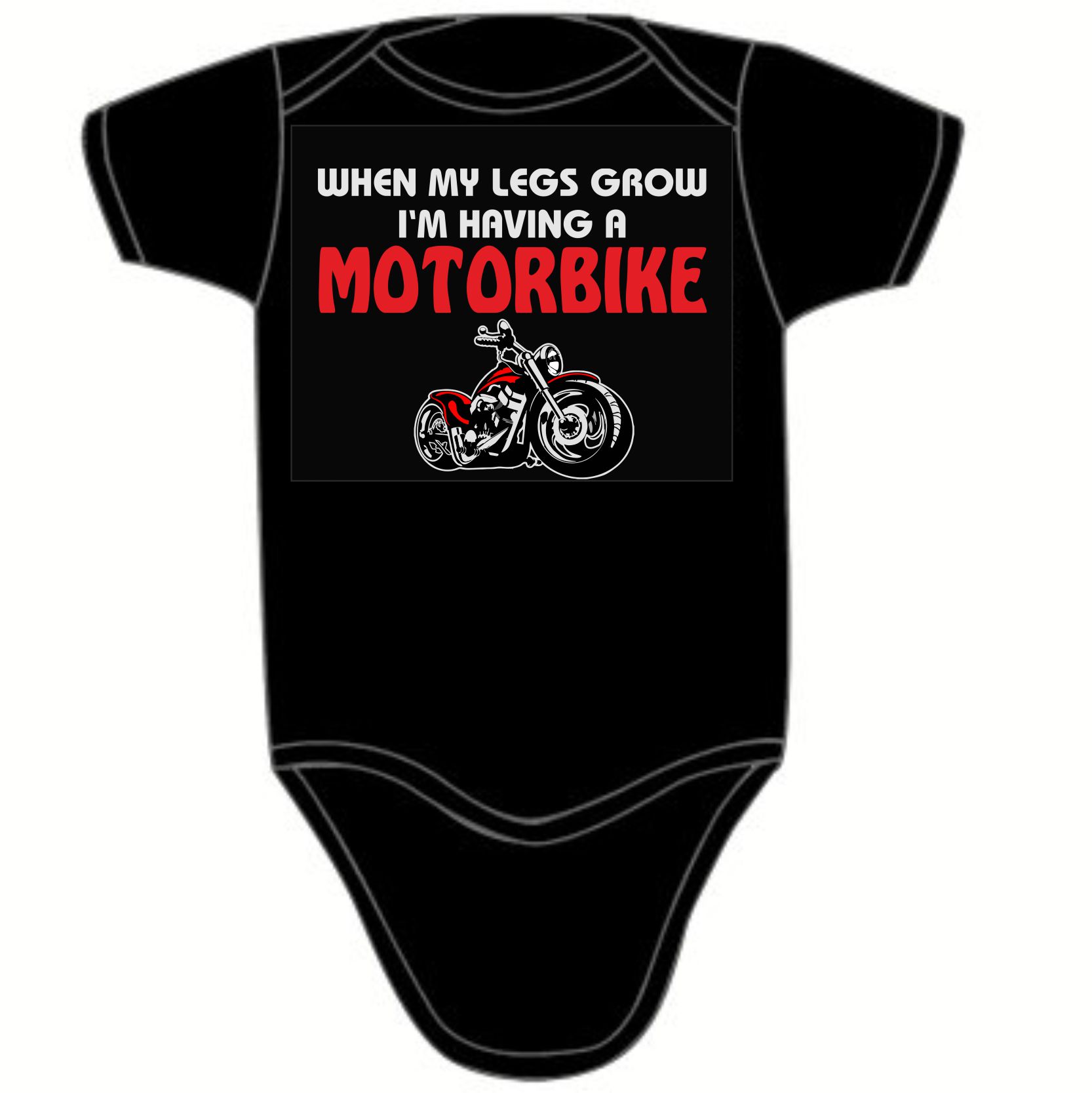 WHEN MY LEGS GROW I'M HAVING A MOTORBIKE printed baby vest