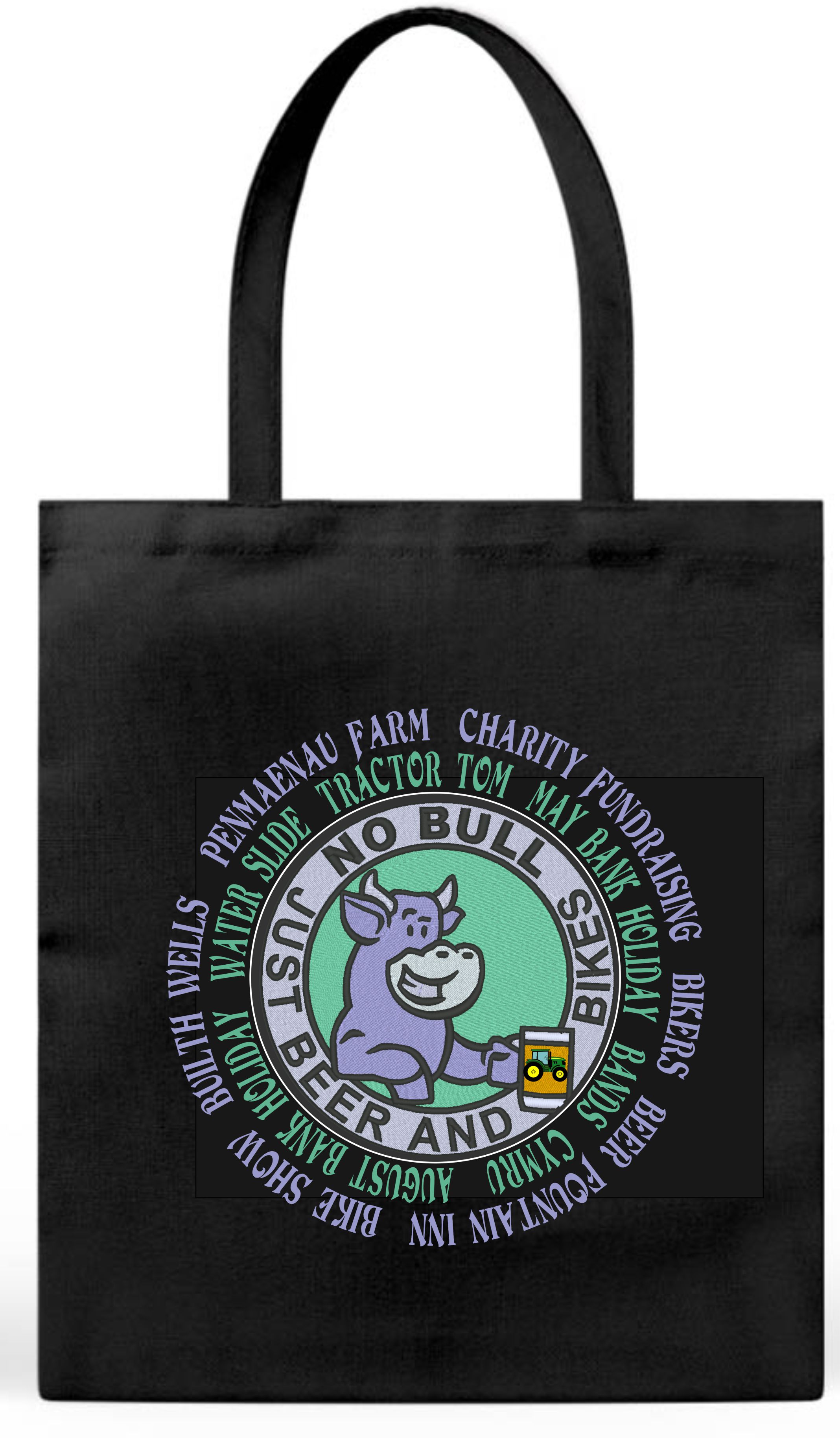 NO BULL JUST BIKES BLACK TOTE BAG 