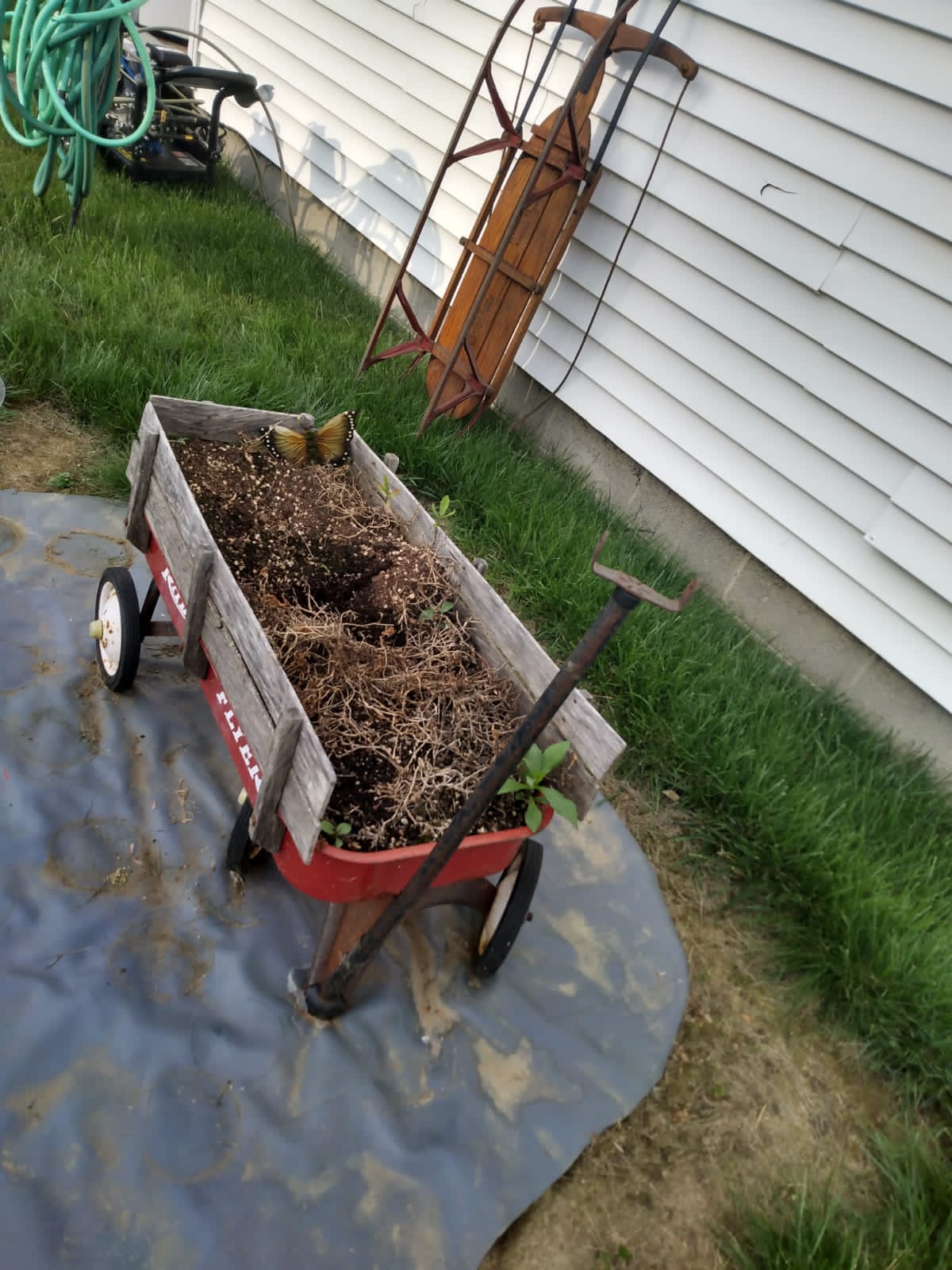 Radio Flyer Wagon with wood rails 