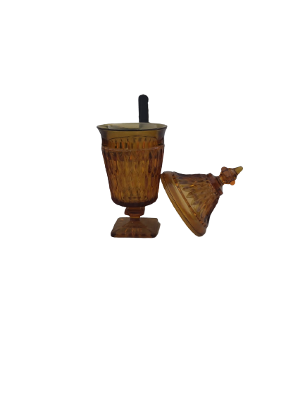 Amber-glass candy/nut dish 