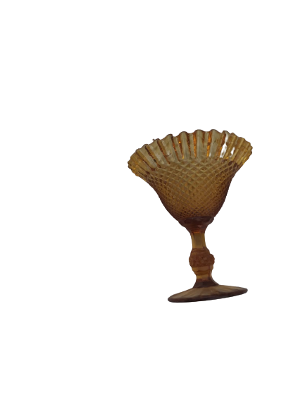 Amber pedistal glass candy/nut dish