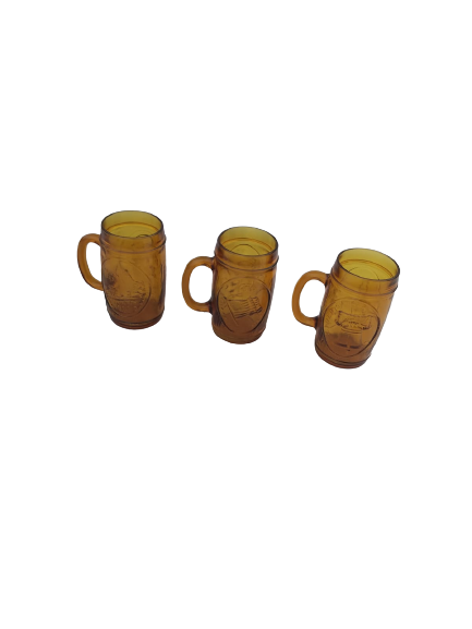 3- Amber beer mugs- George Washington