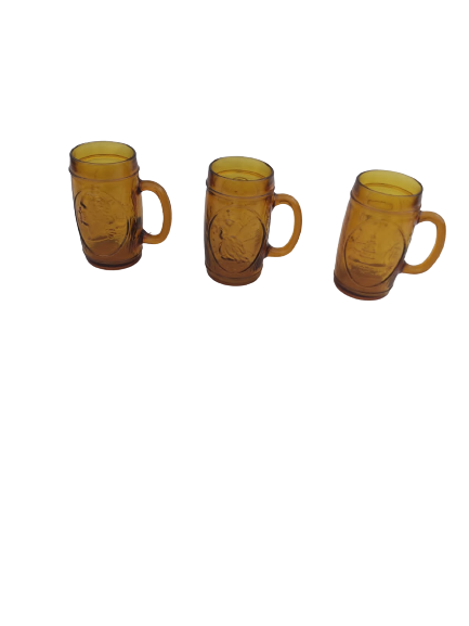 3- Amber beer mugs- George Washington