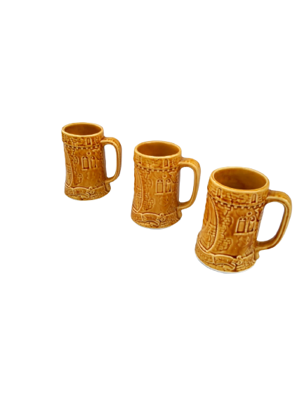 3-ceramic Heidelberg beer mugs- Shenango 10 ounce