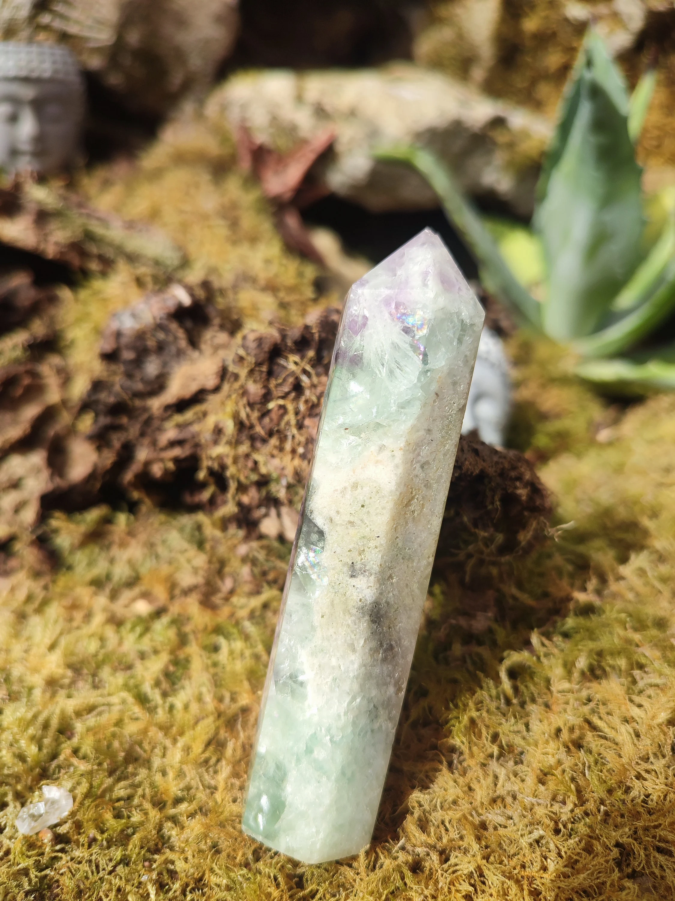 Tour de fluorite plume ou flocon de neige 