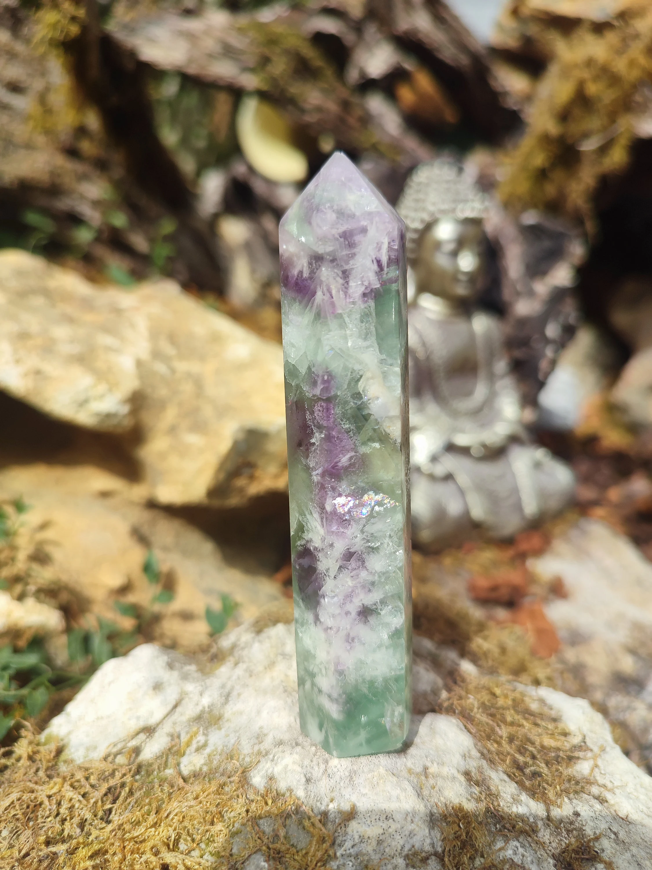 Tour de fluorite plume ou flocon de neige 