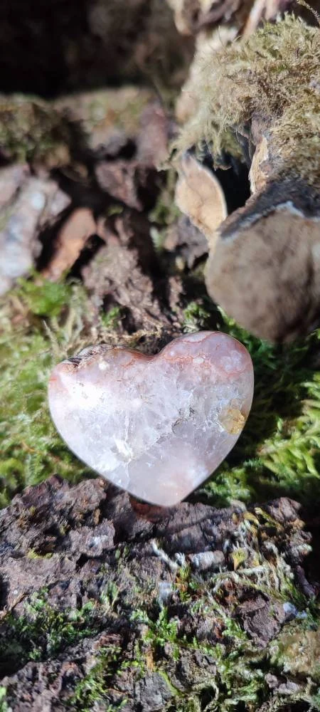 Coeur d'Améthyste rose et d'Agate Fleur