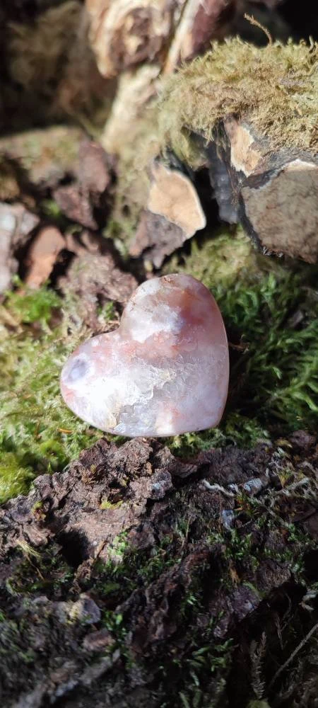Coeur d'Améthyste rose et d'Agate Fleur